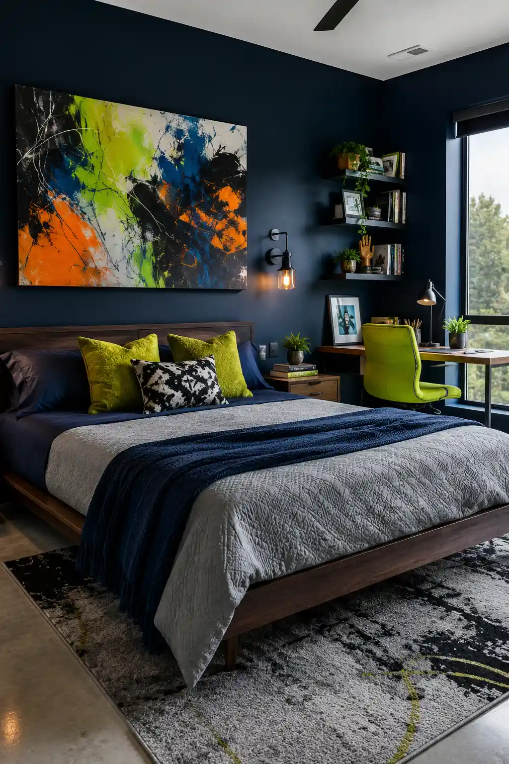 Vibrant Dark Blue and Lime Green