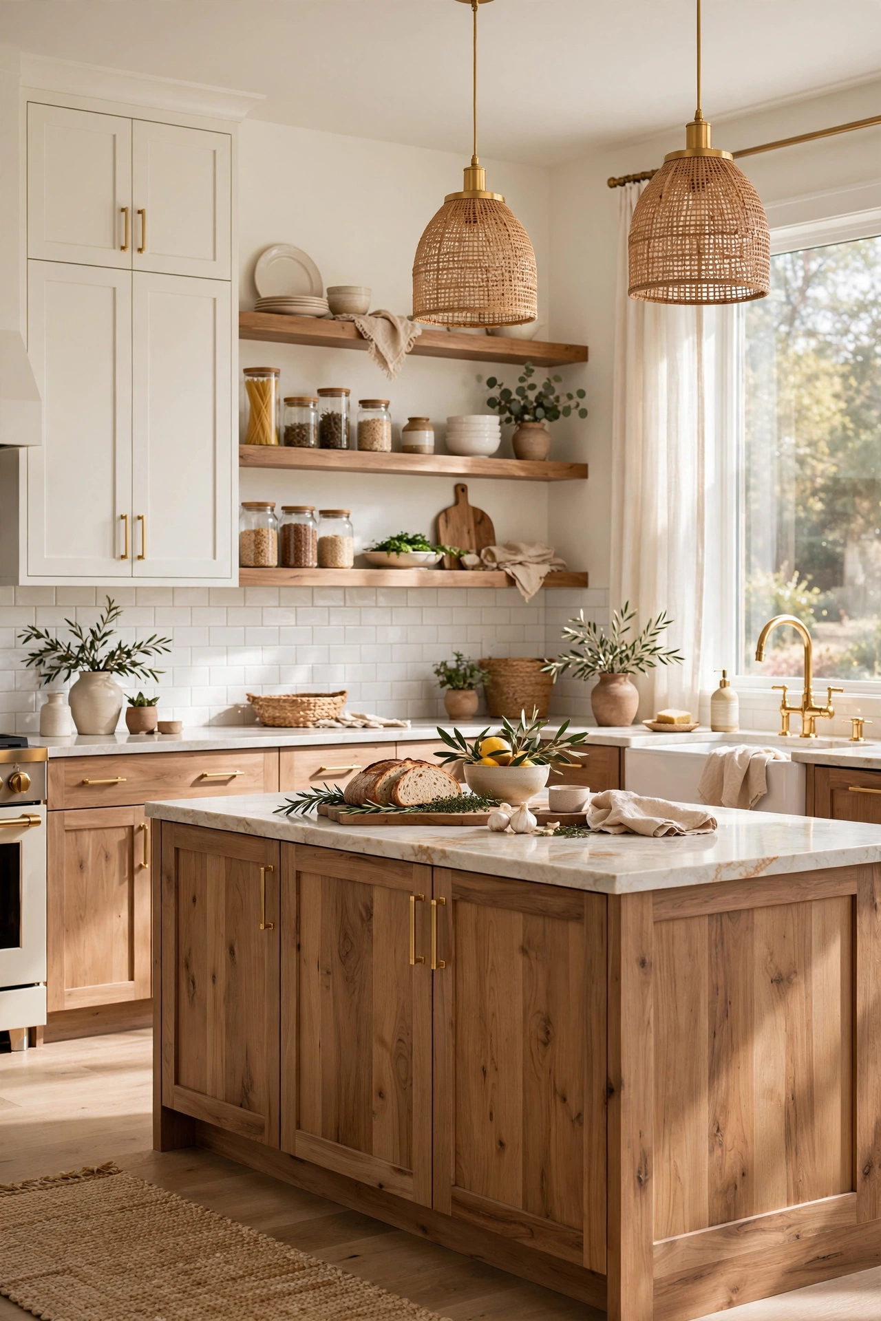 Two-Tone Harmony: Wood and Creamy White