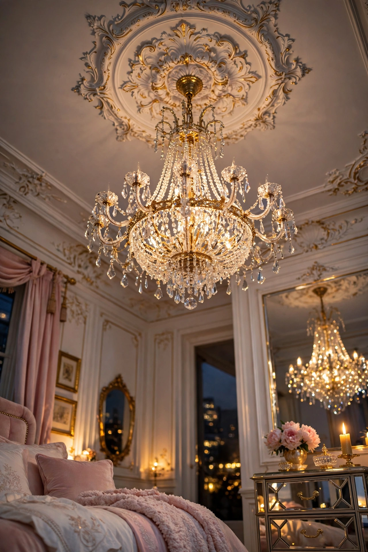 Crystal Chandeliers and Ambient Glow