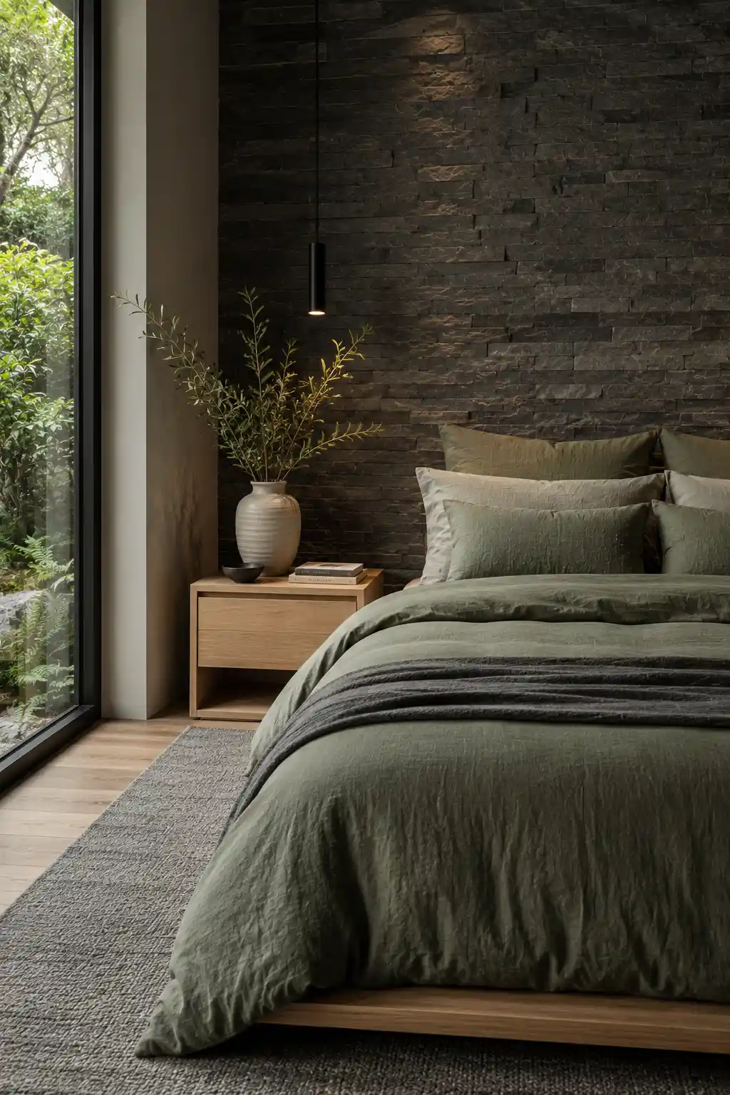 Soft Moss and Stone Accents