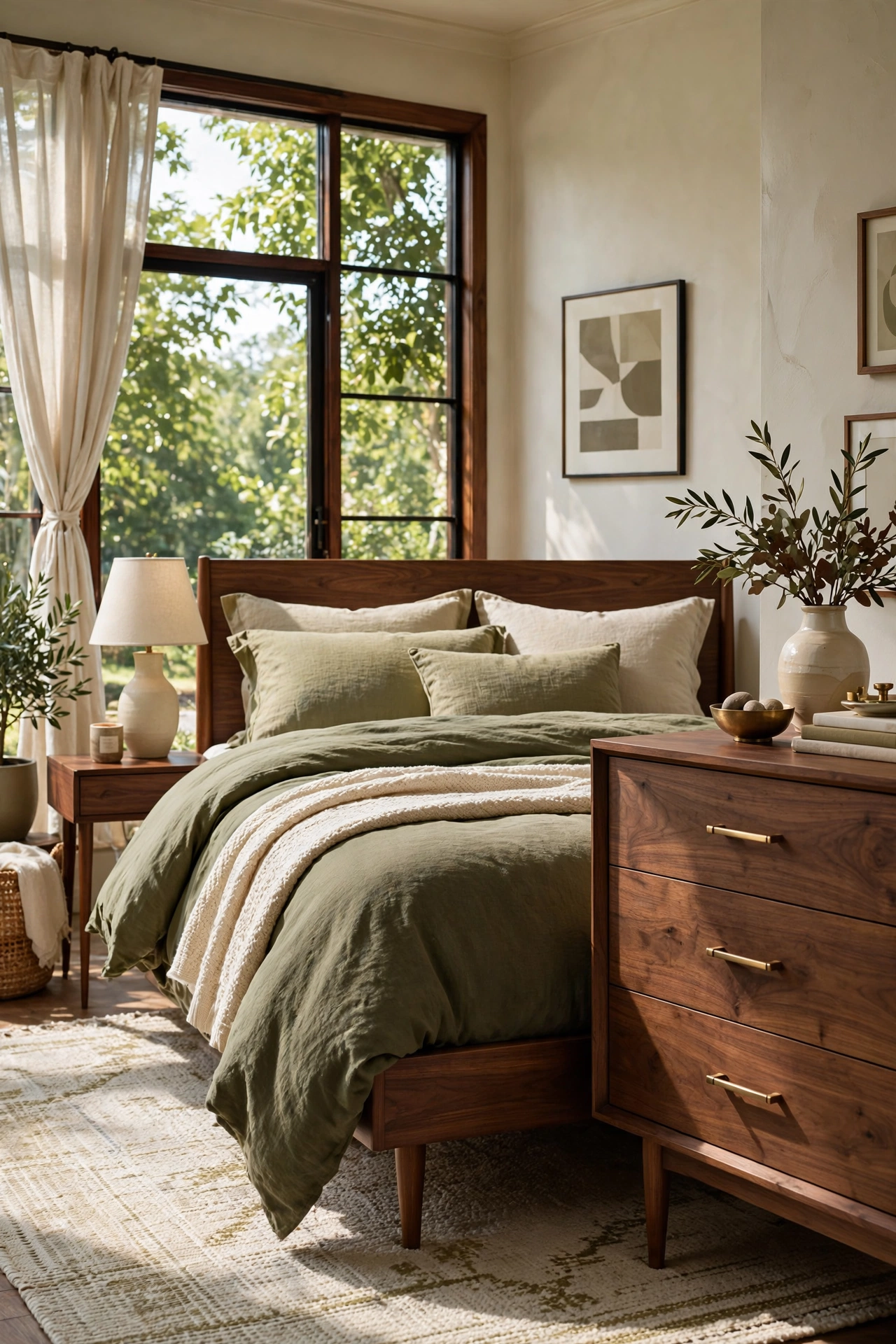 Olive Green and Warm Walnut