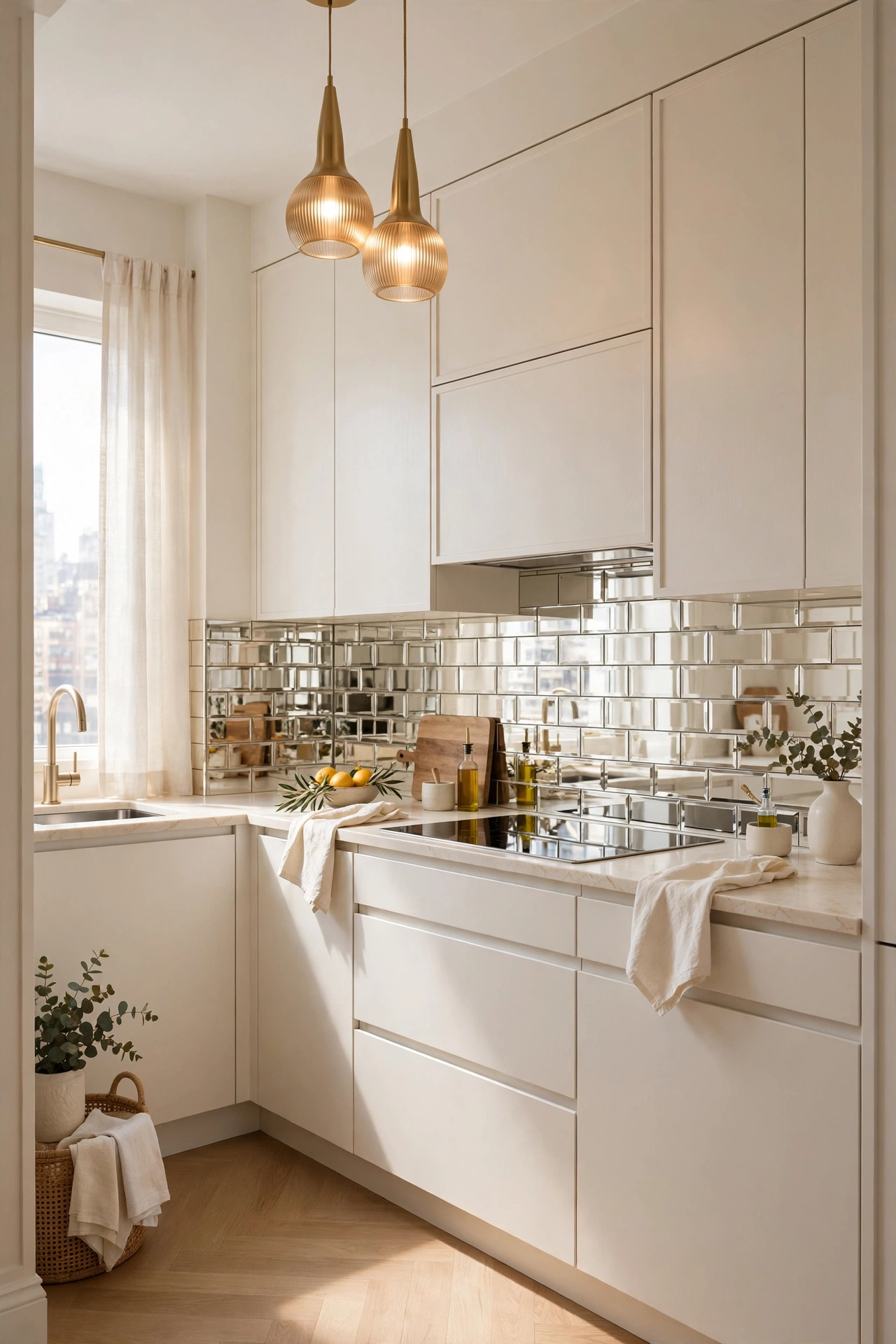 Maximizing Light in Small Warm White Kitchens