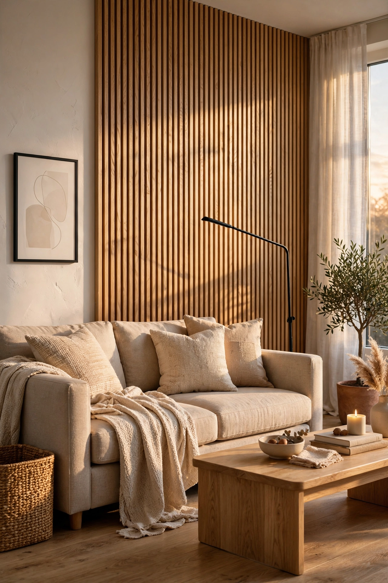 Warm Oak Accents for Natural Contrast