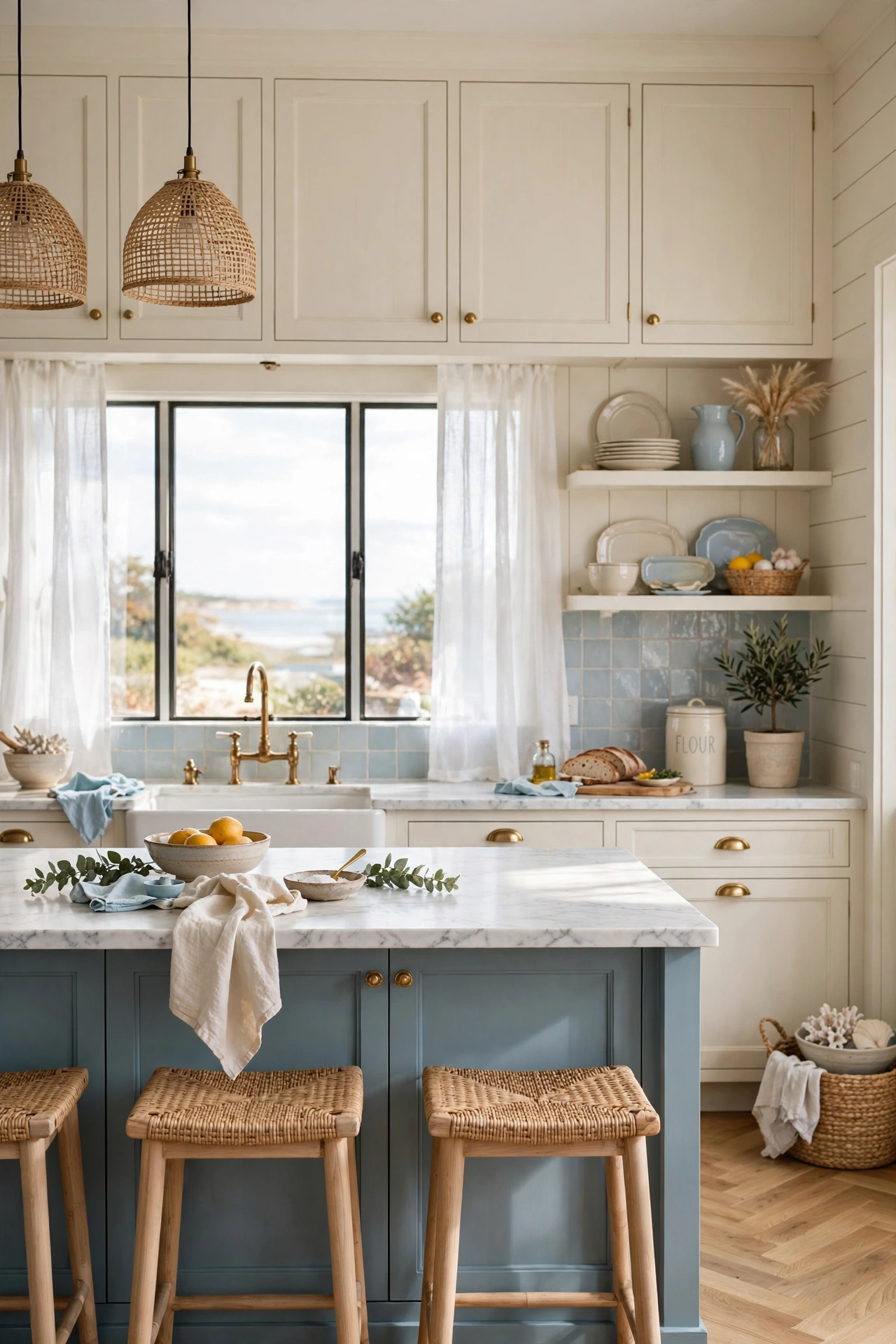 Pairing Warm White with Soft Blue Accents