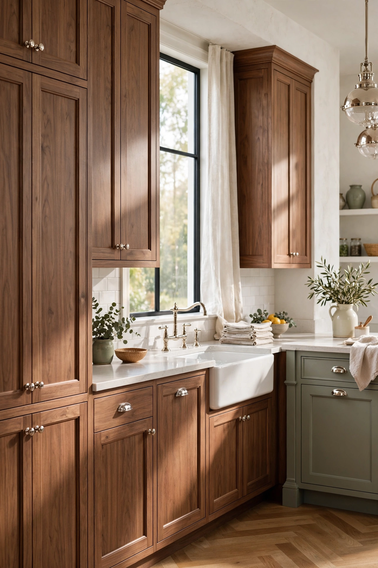 Modernized Walnut Shaker Cabinets for Timeless Charm