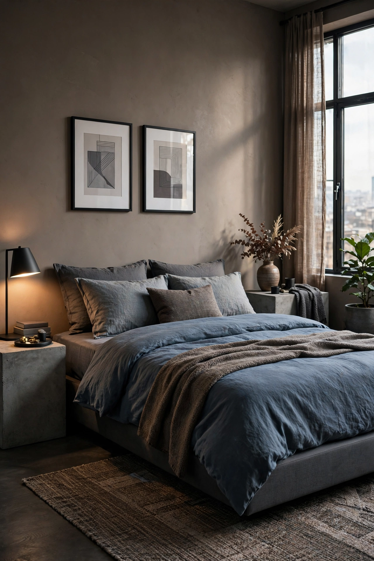 Slate Blue and Warm Taupe
