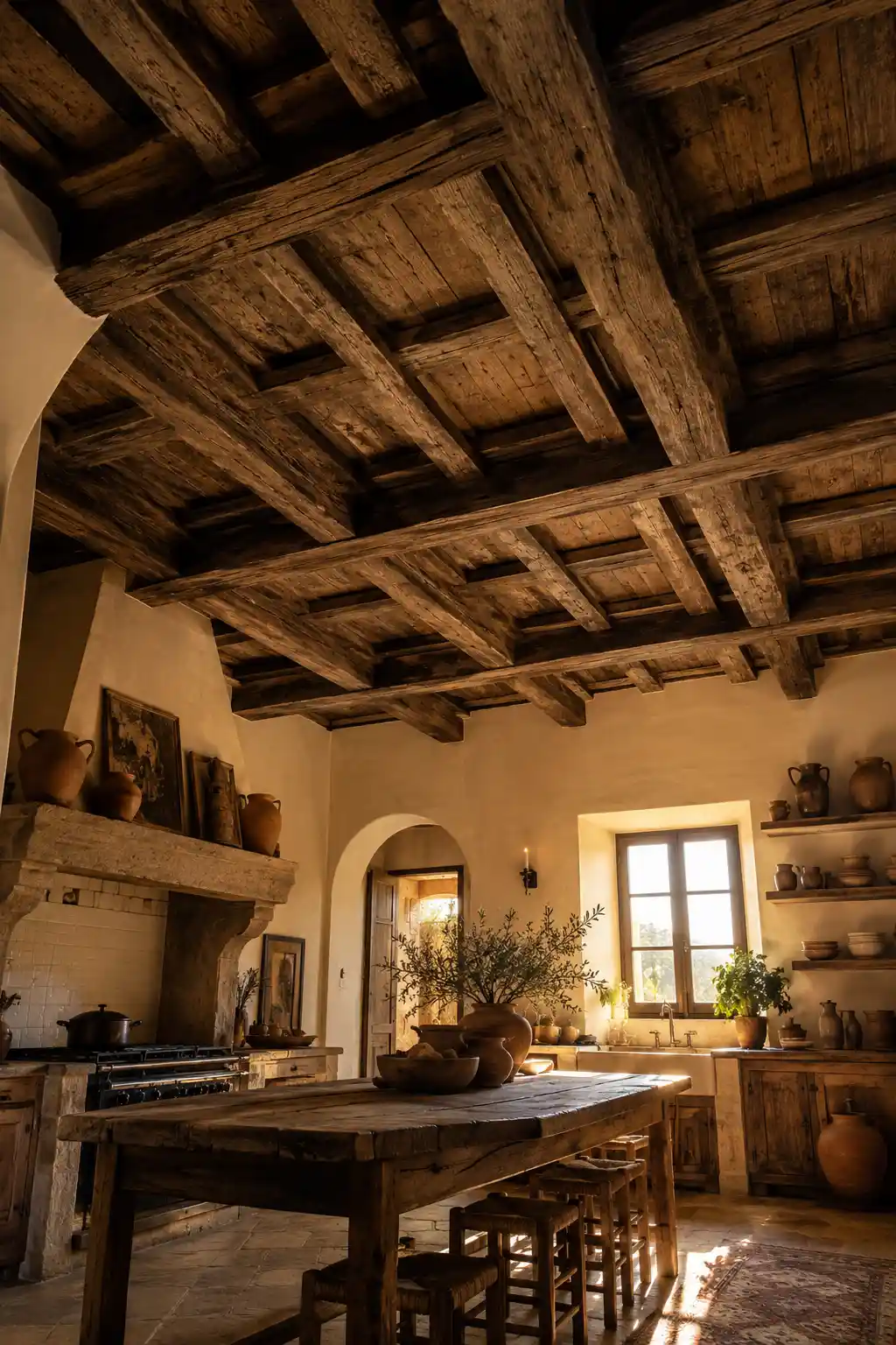 Reclaimed Wood Beams and Rustic Warmth