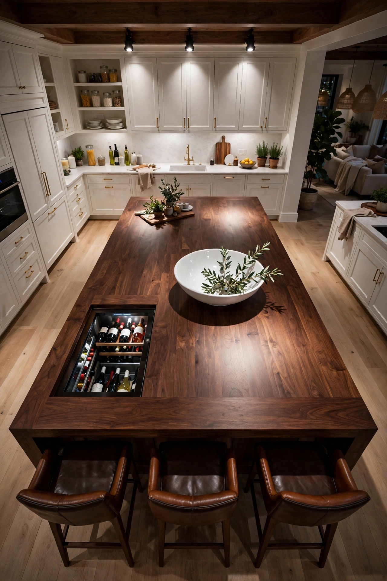 The Statement Piece: A Bold Walnut Kitchen Island