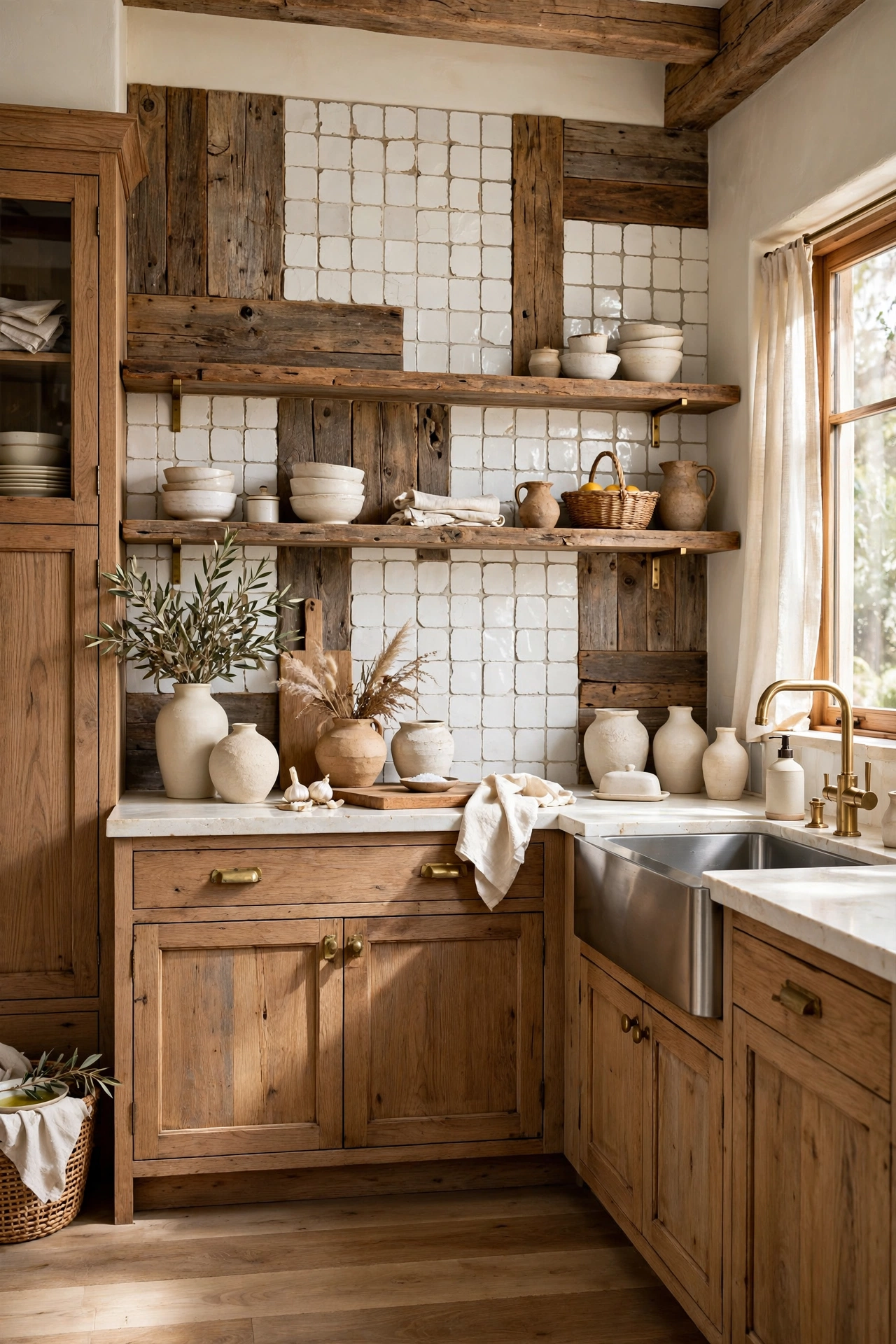 Mixed Wood and Tile Accents