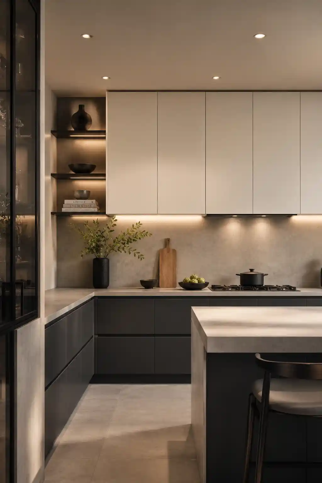 Charcoal Grey and Creamy Off-White