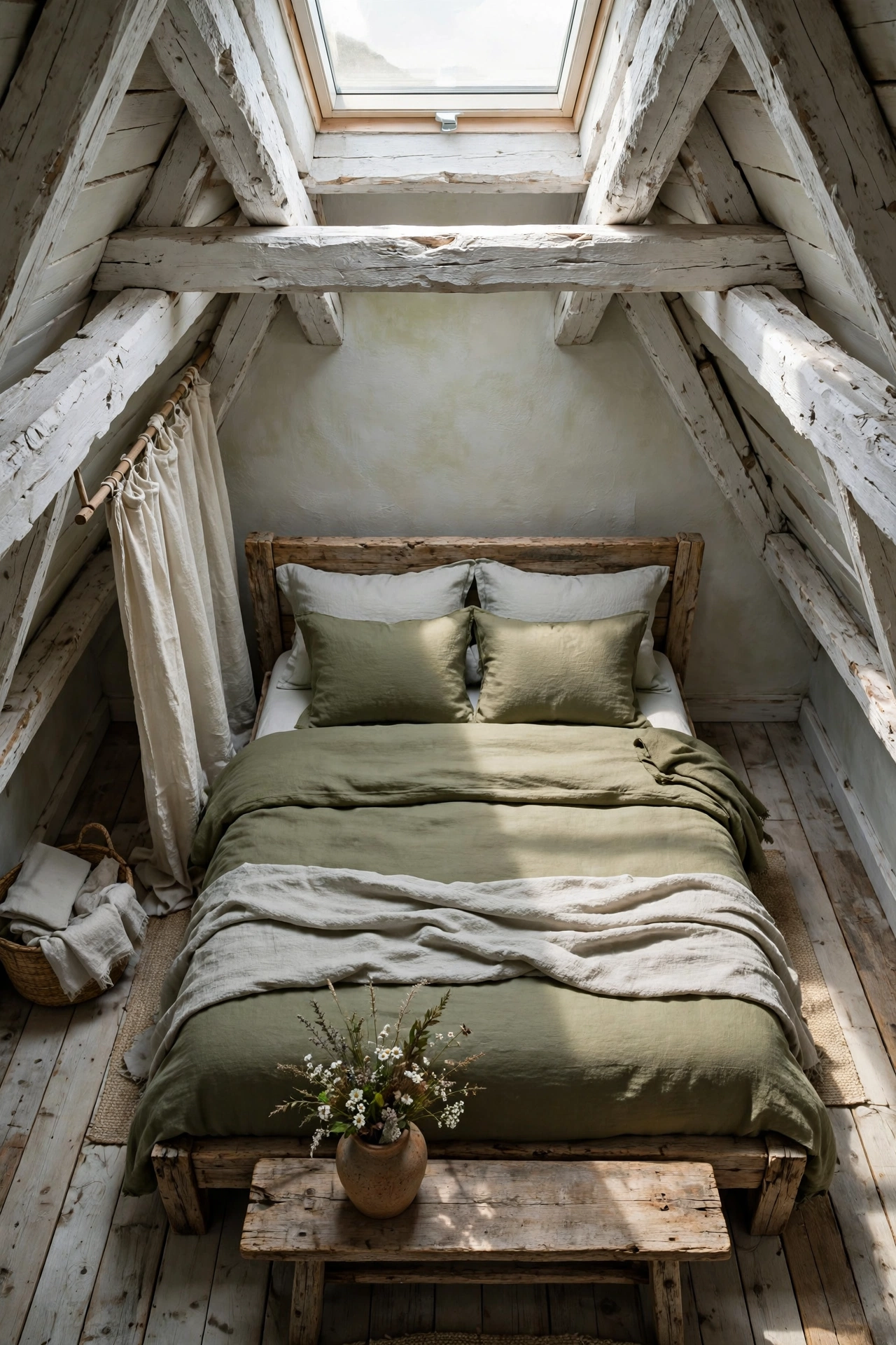 White-Washed Wood and Olive Accents
