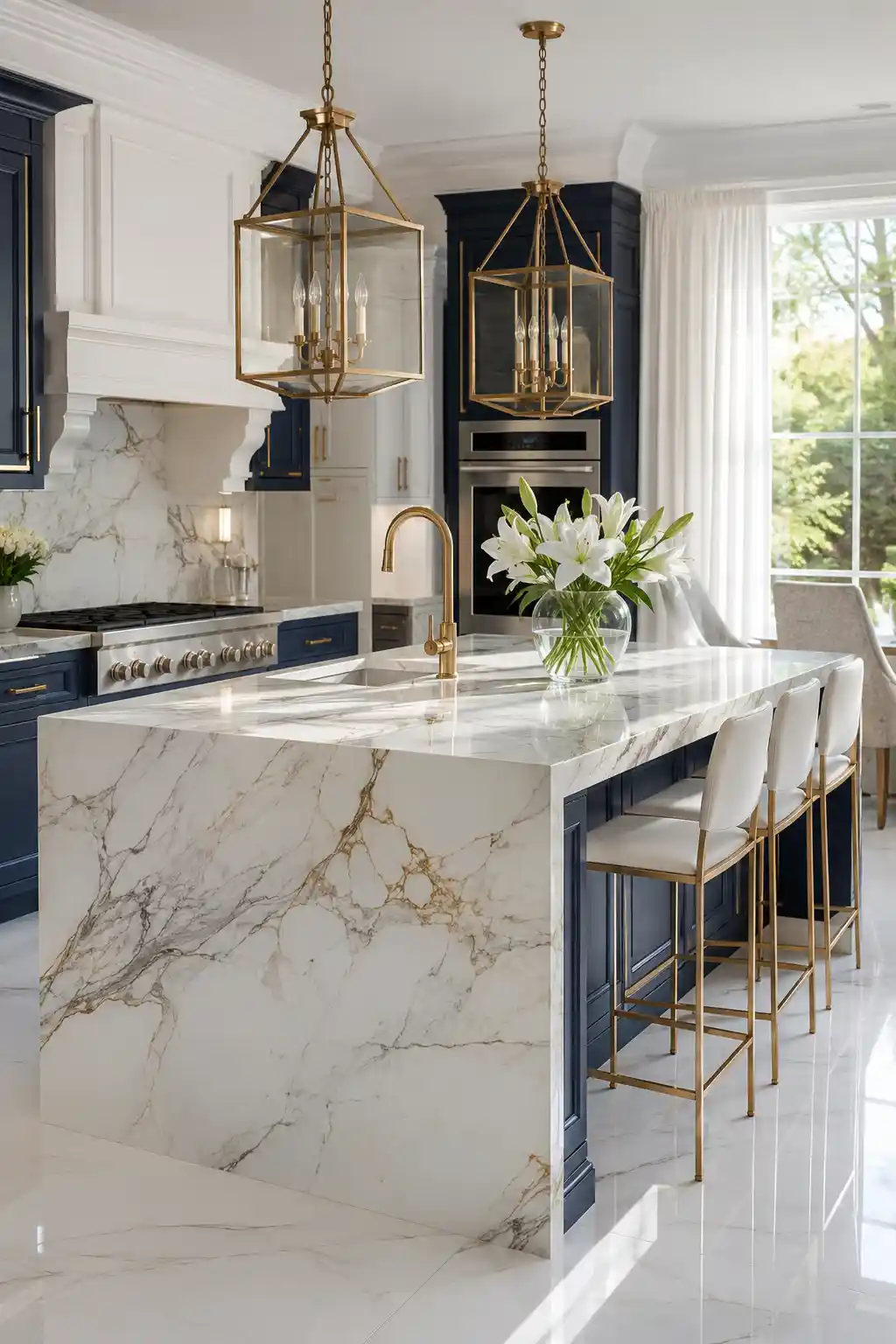 Modern Farmhouse with a Contrast Peninsula