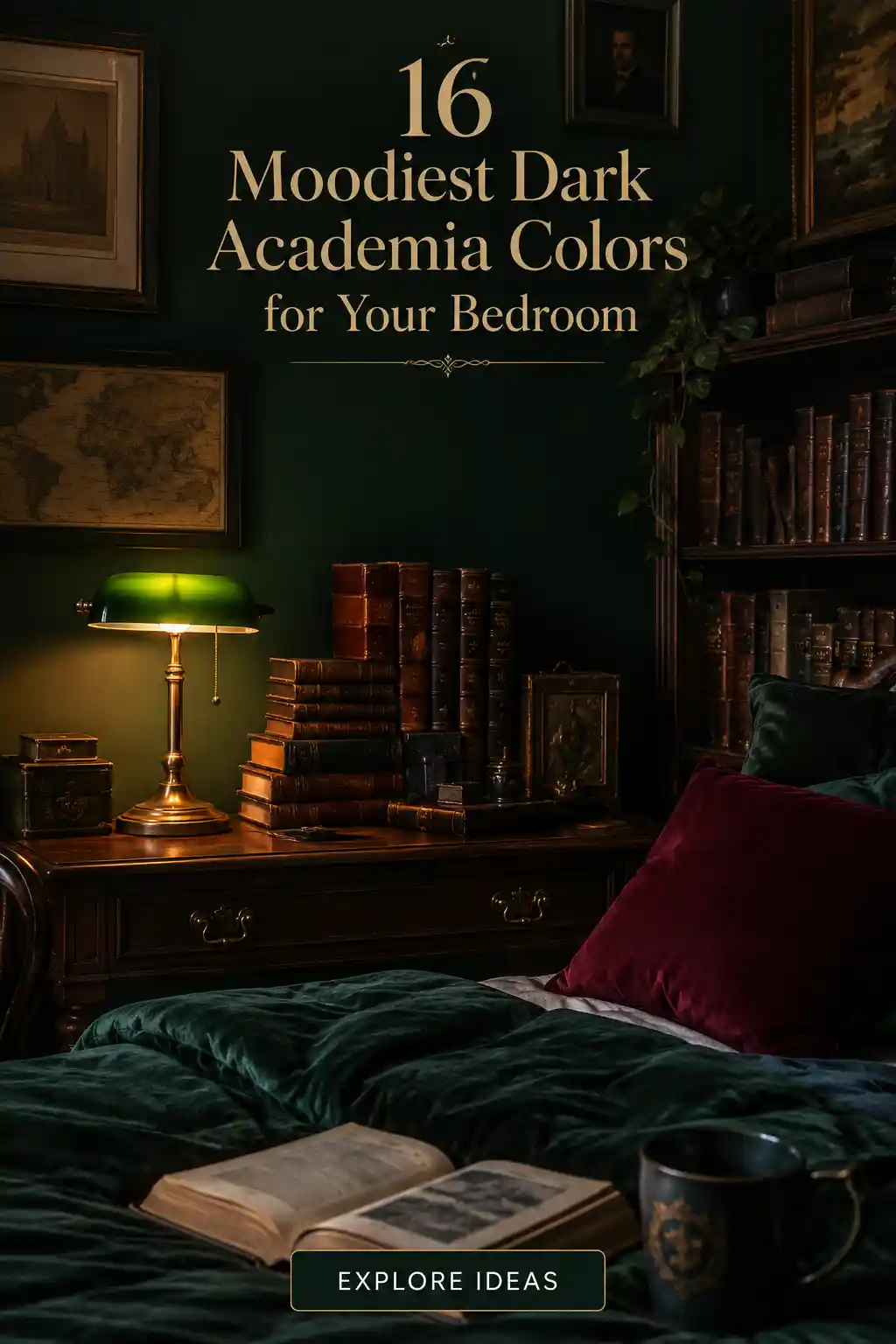 16 Moody Dark Academia Bedroom Color Ideas for a Scholarly Retreat