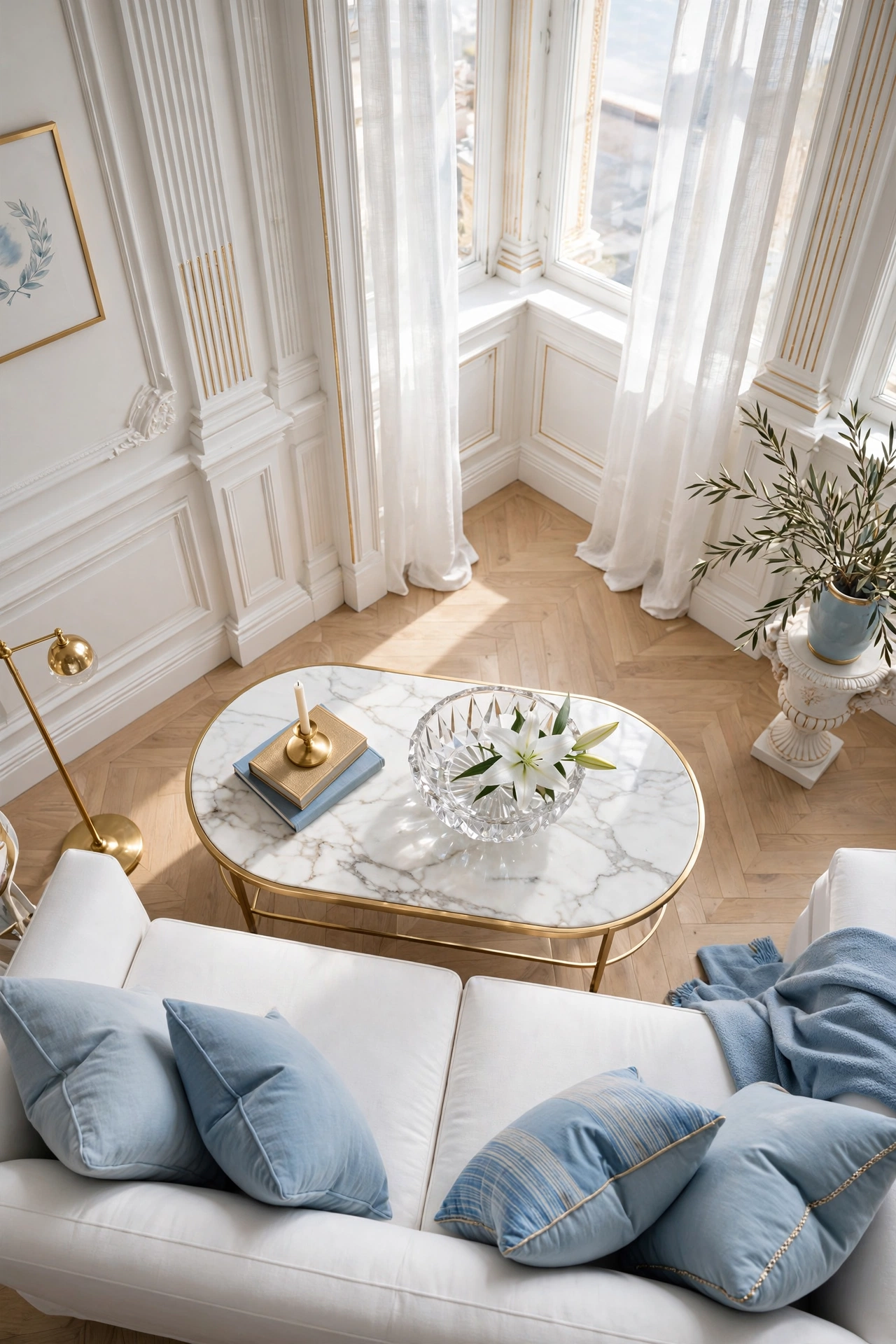 Polished Marble and Brass Elegance