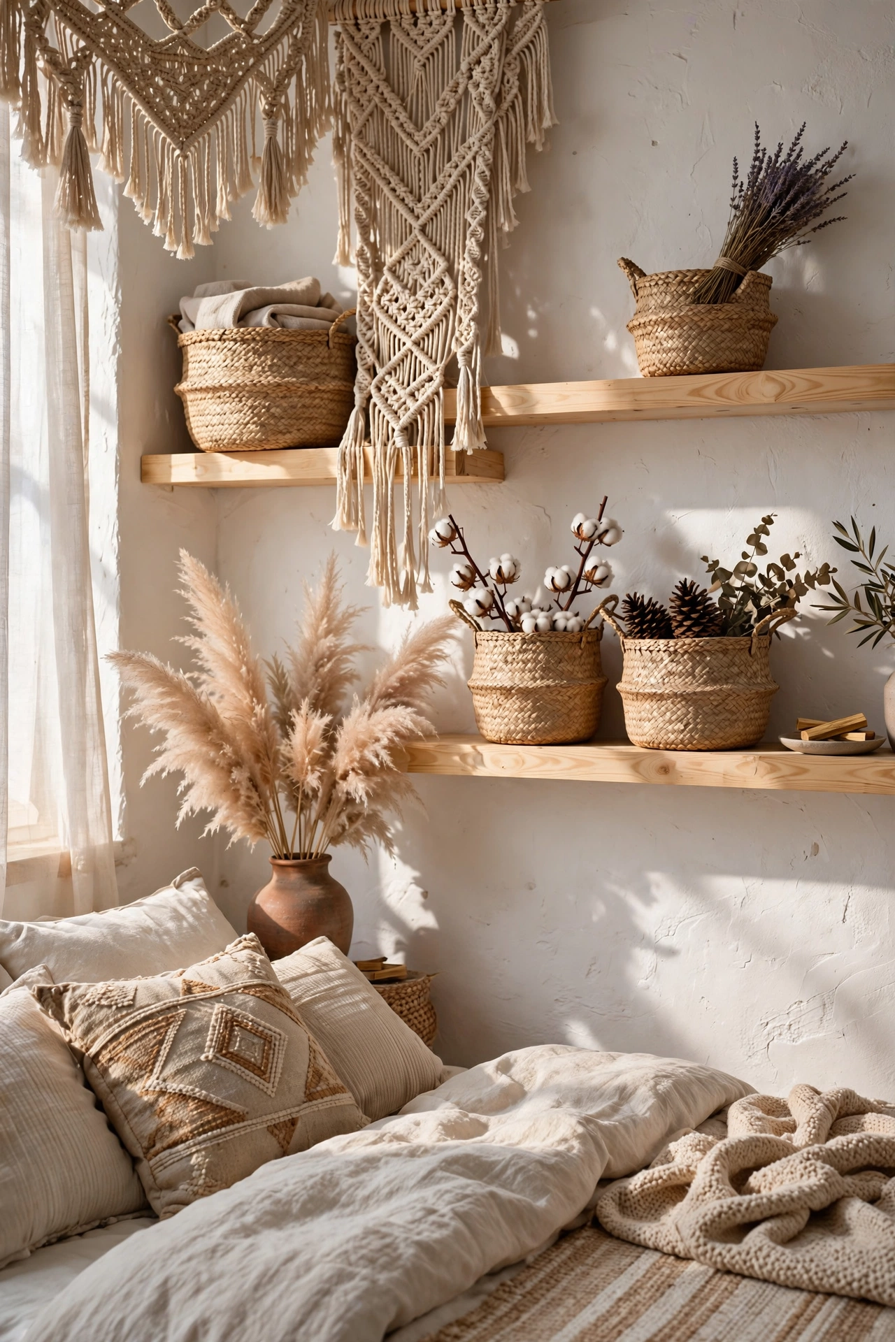 Earthy Boho Textured Shelving