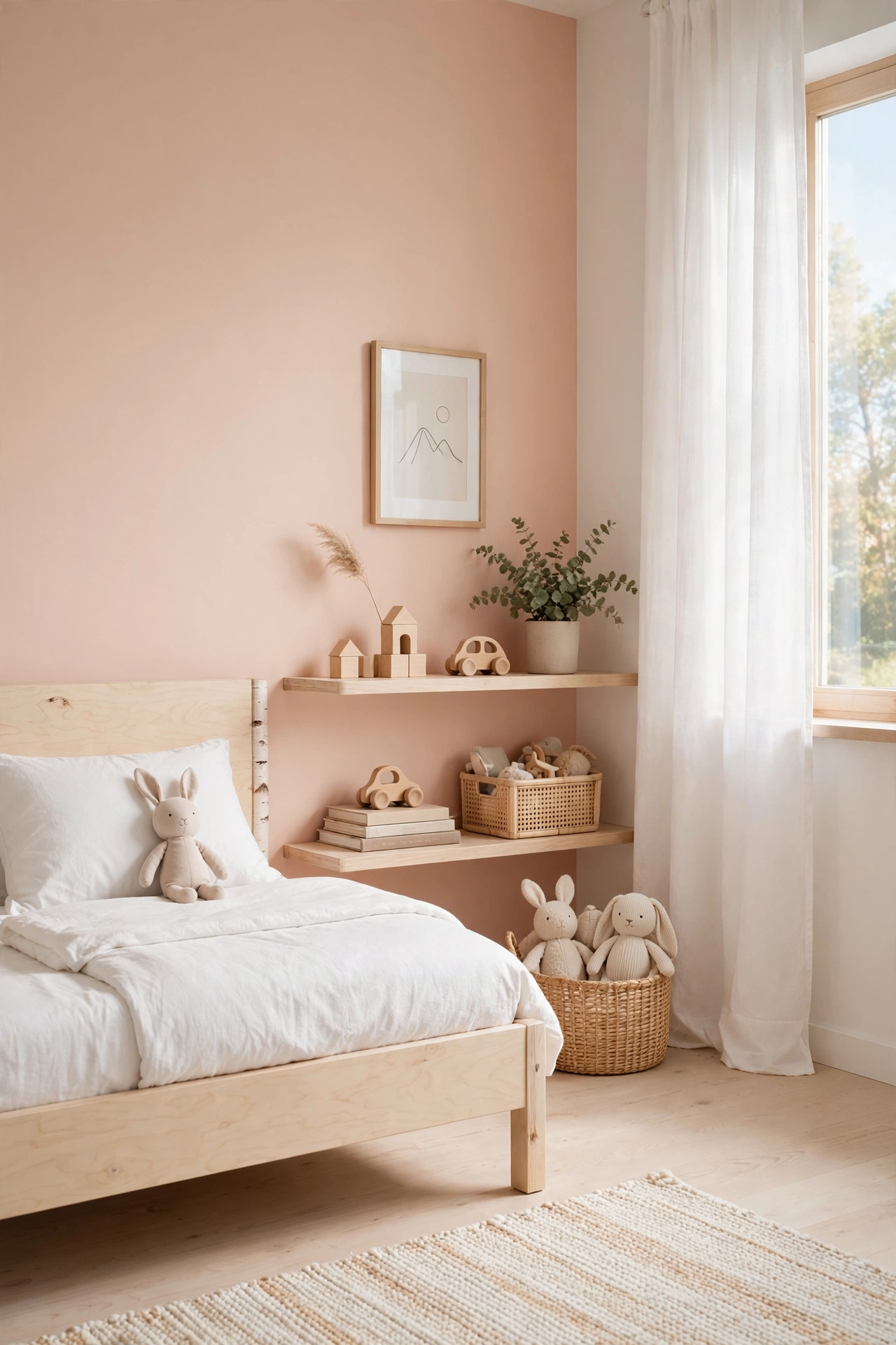 Soft Peach and Scandinavian Wood