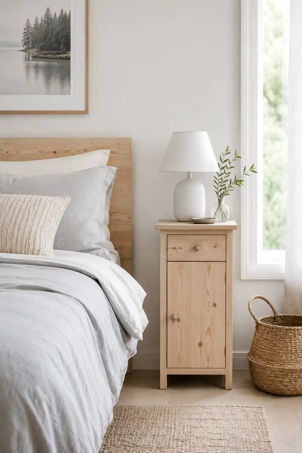 Light Pine Scandi Slim Cabinet
