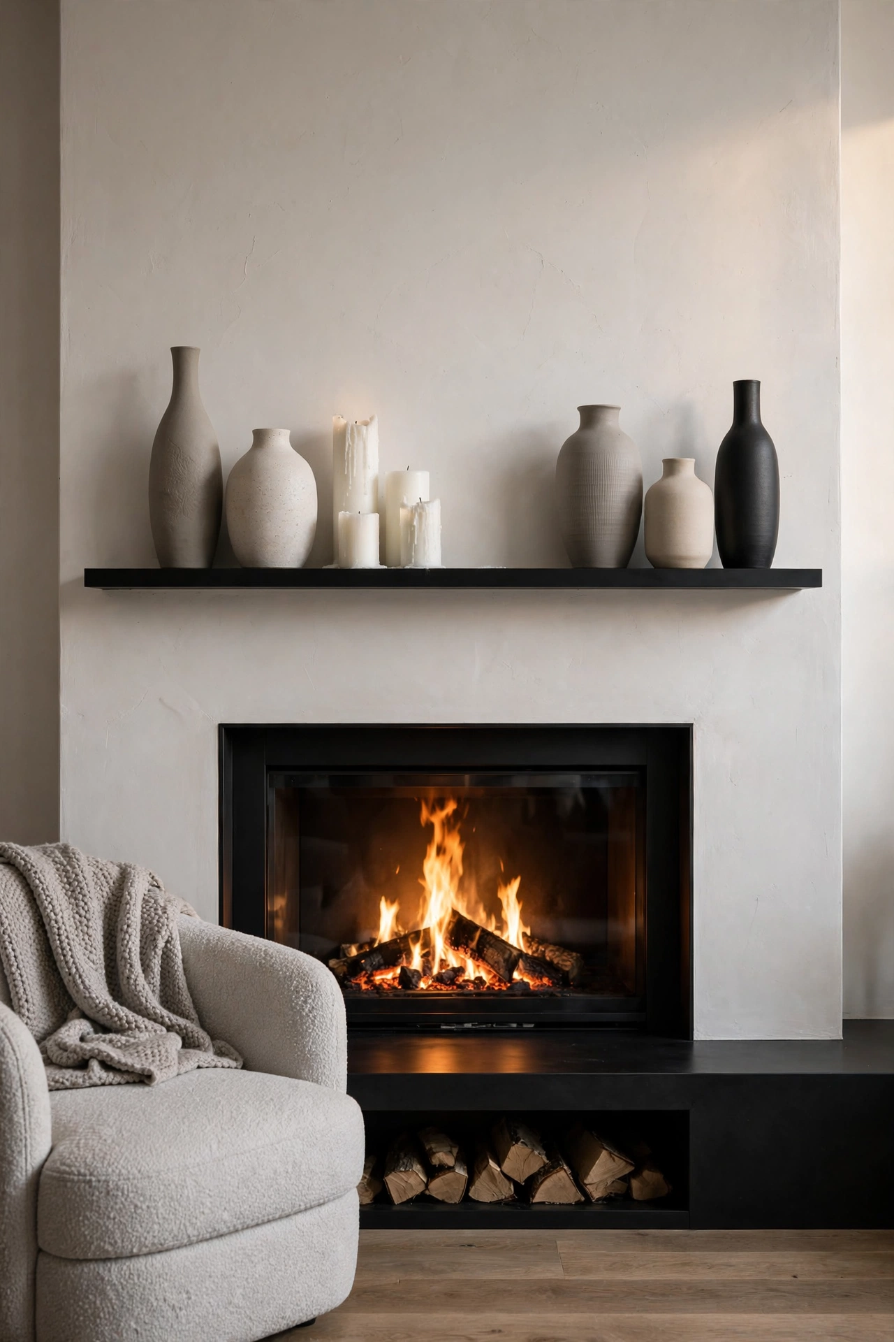 Modern Fireplace Focus with Tonal Decor