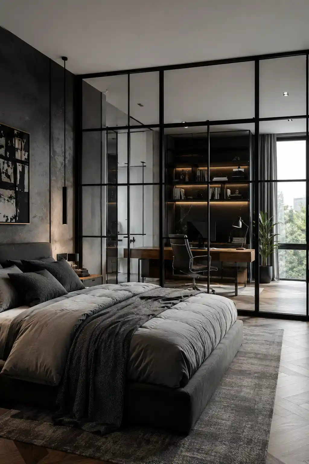 Sleek Glass Partitions for a Home Office