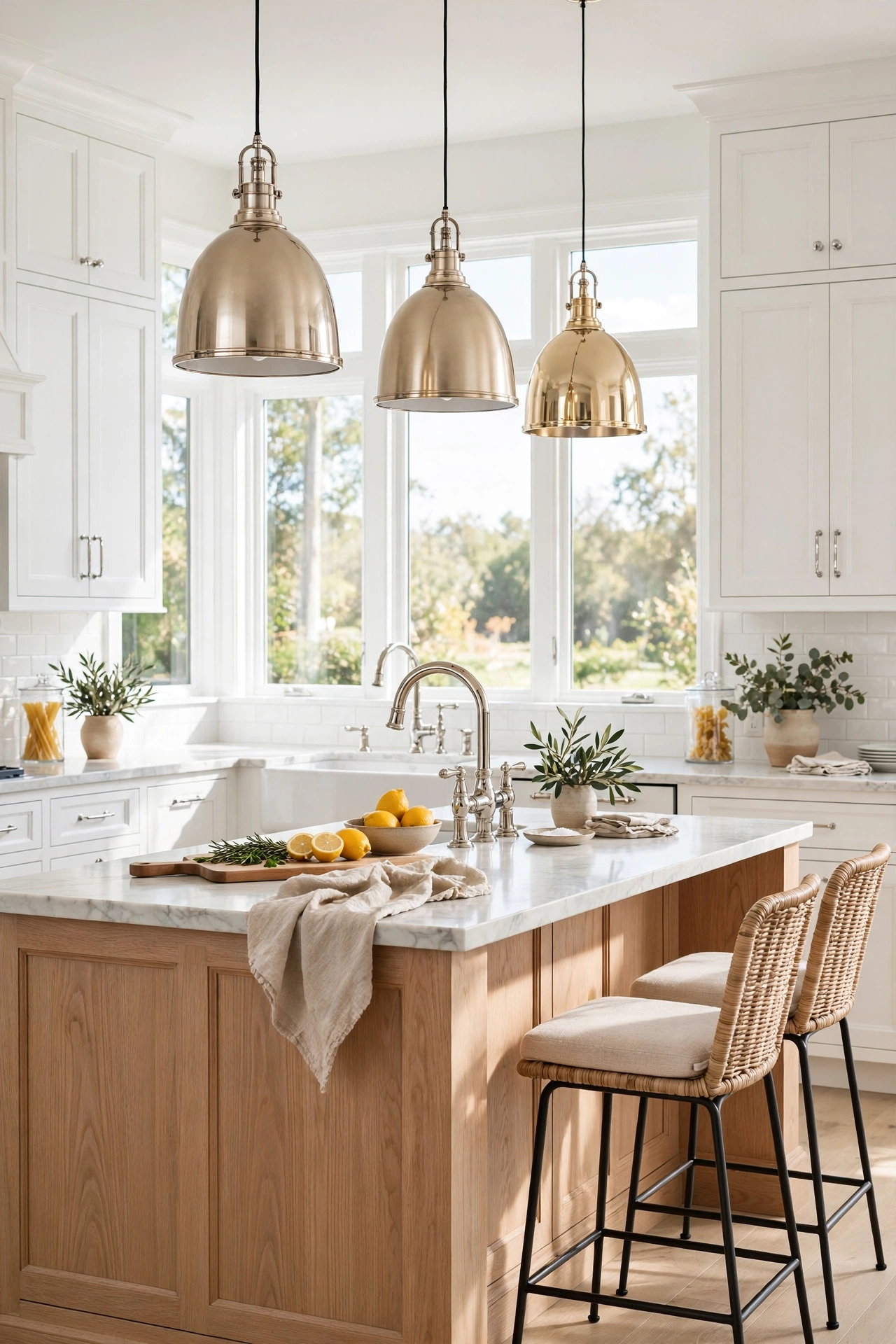 Mixing Metals on Airy White Cabinets