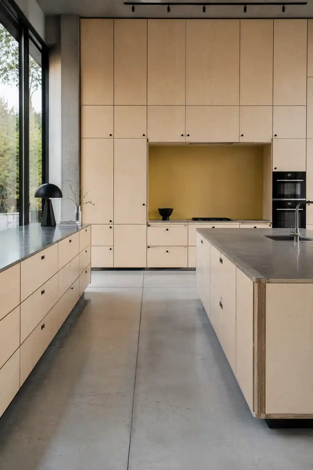 Modern Birch Plywood and Polished Concrete