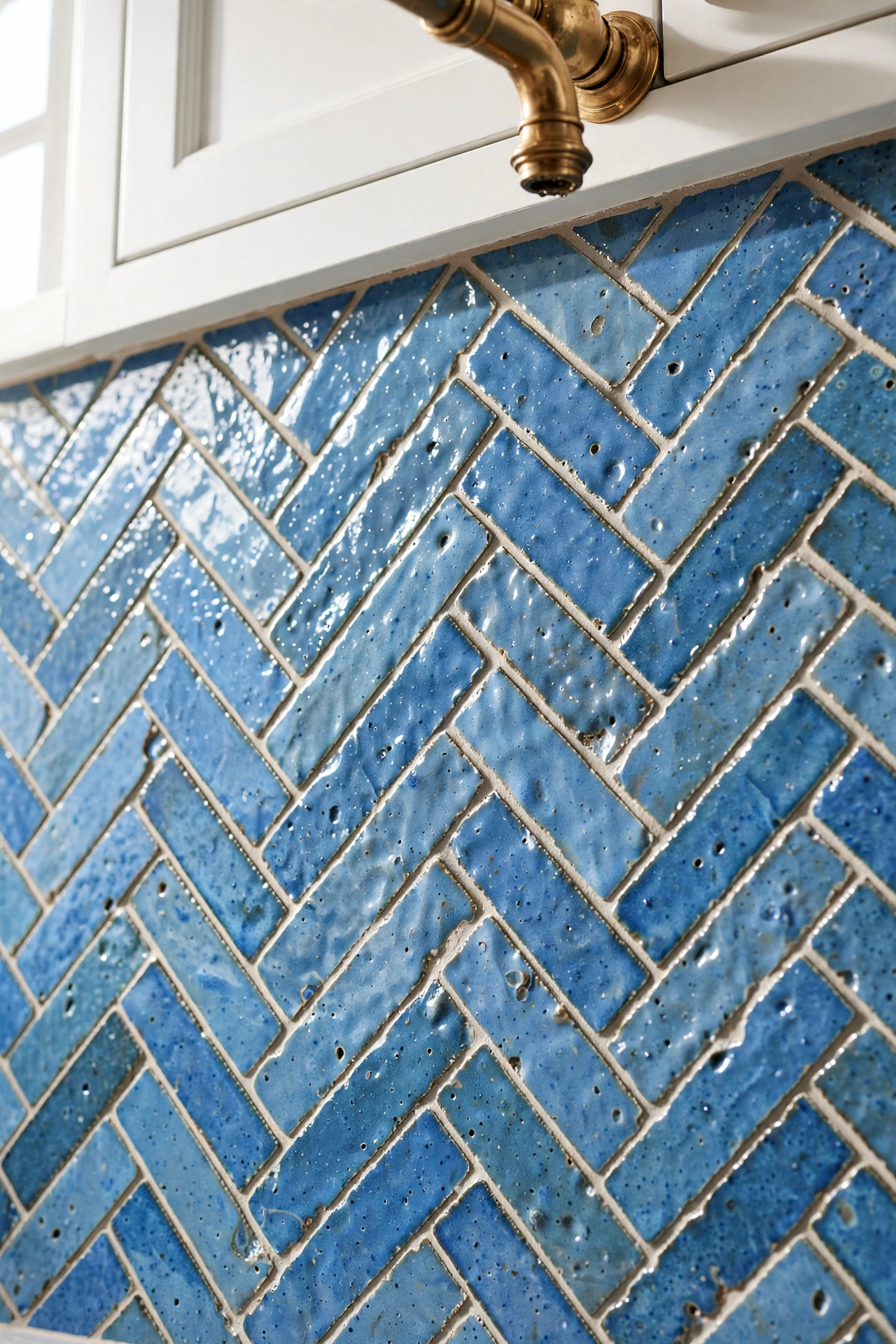 Adding Texture with Blue Tiled Backsplashes