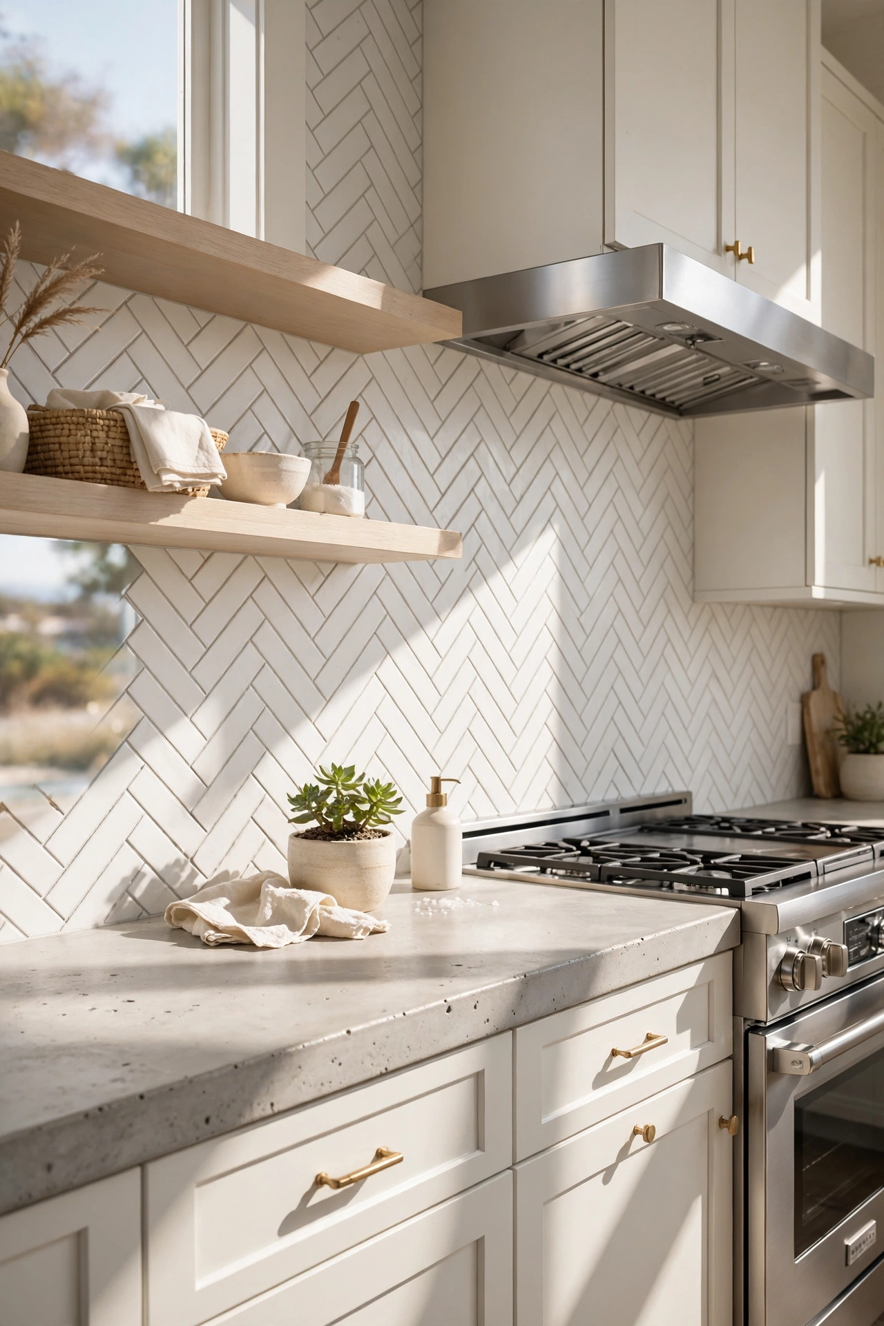 Textured Herringbone in Pure White
