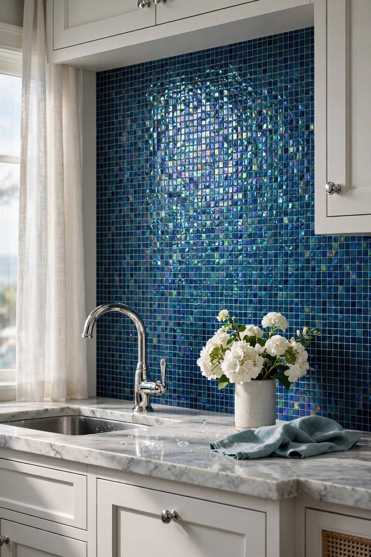Deep Ocean Blue Glass Mosaics