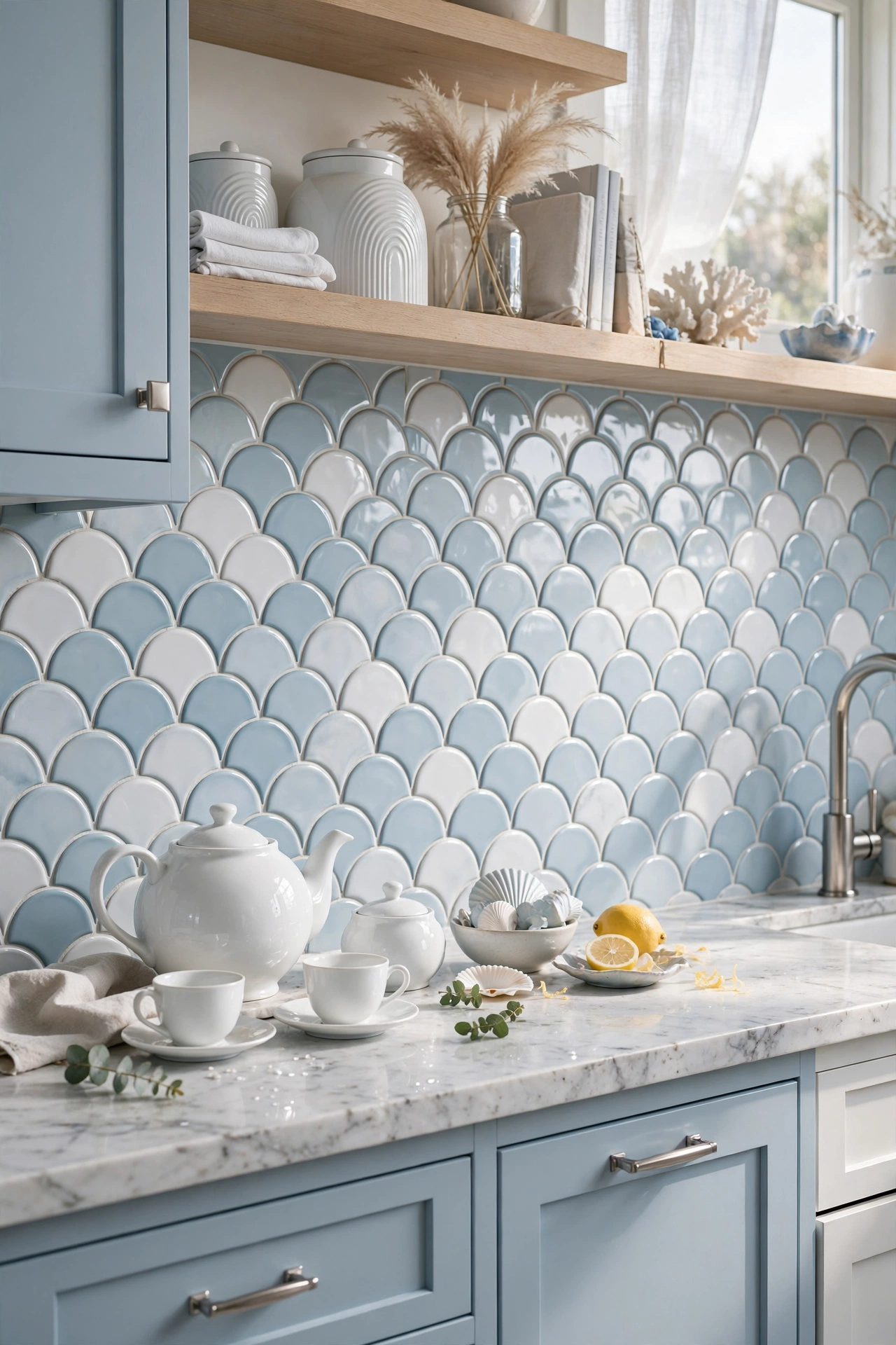 Whimsical Fish Scale Scallop Tiles