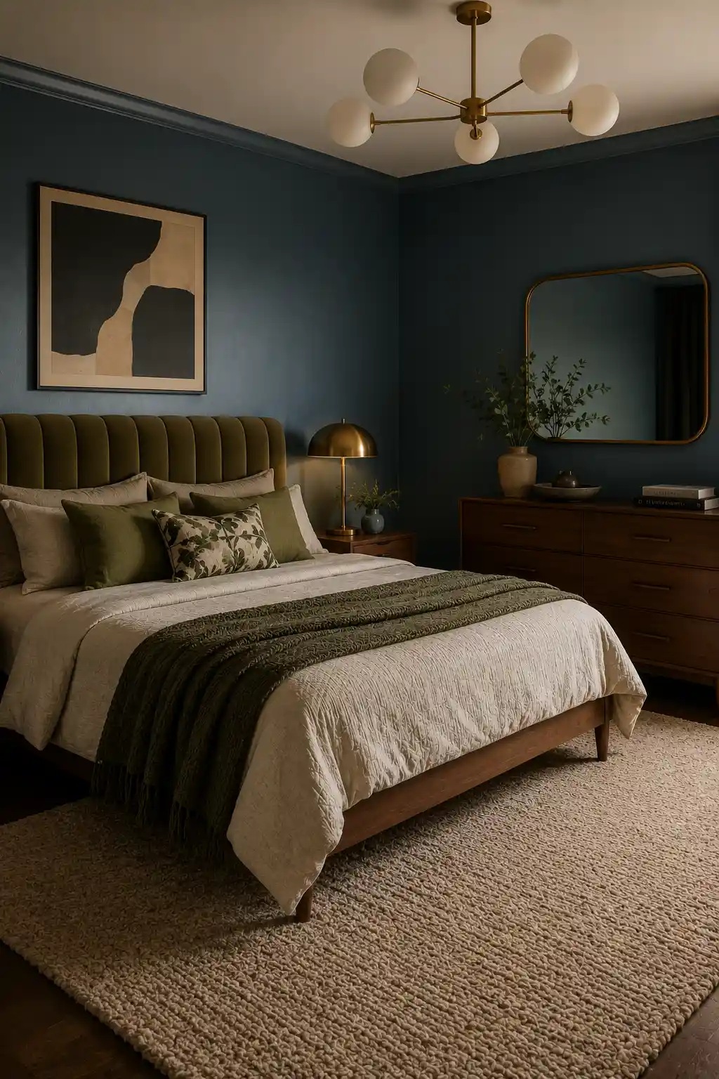 Vintage Dusty Blue and Olive Green