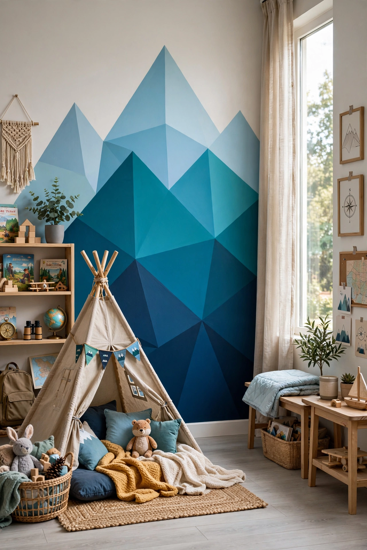 Artistic Blue Mountain Mural