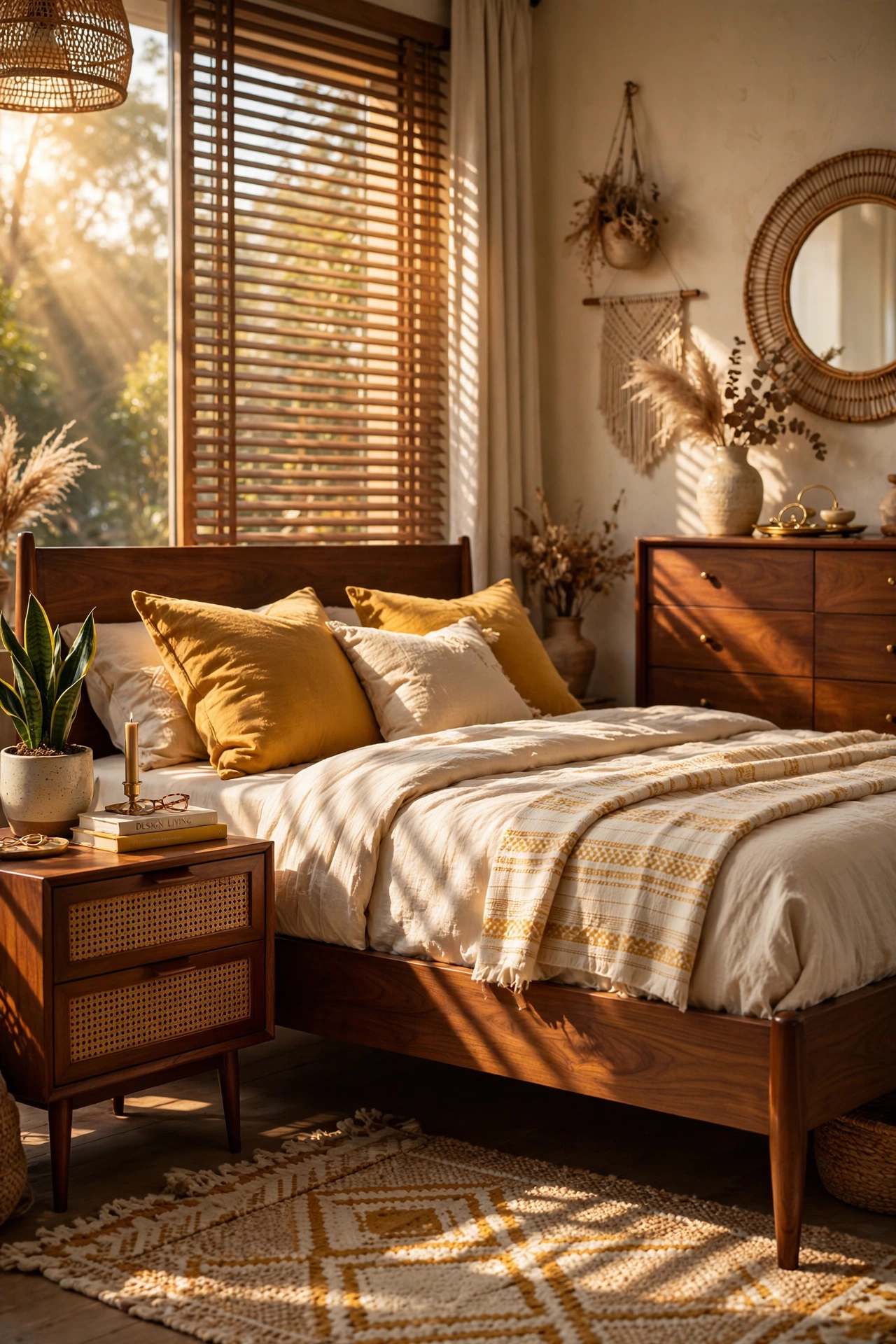 Mustard Yellow and Mid-Century Walnut