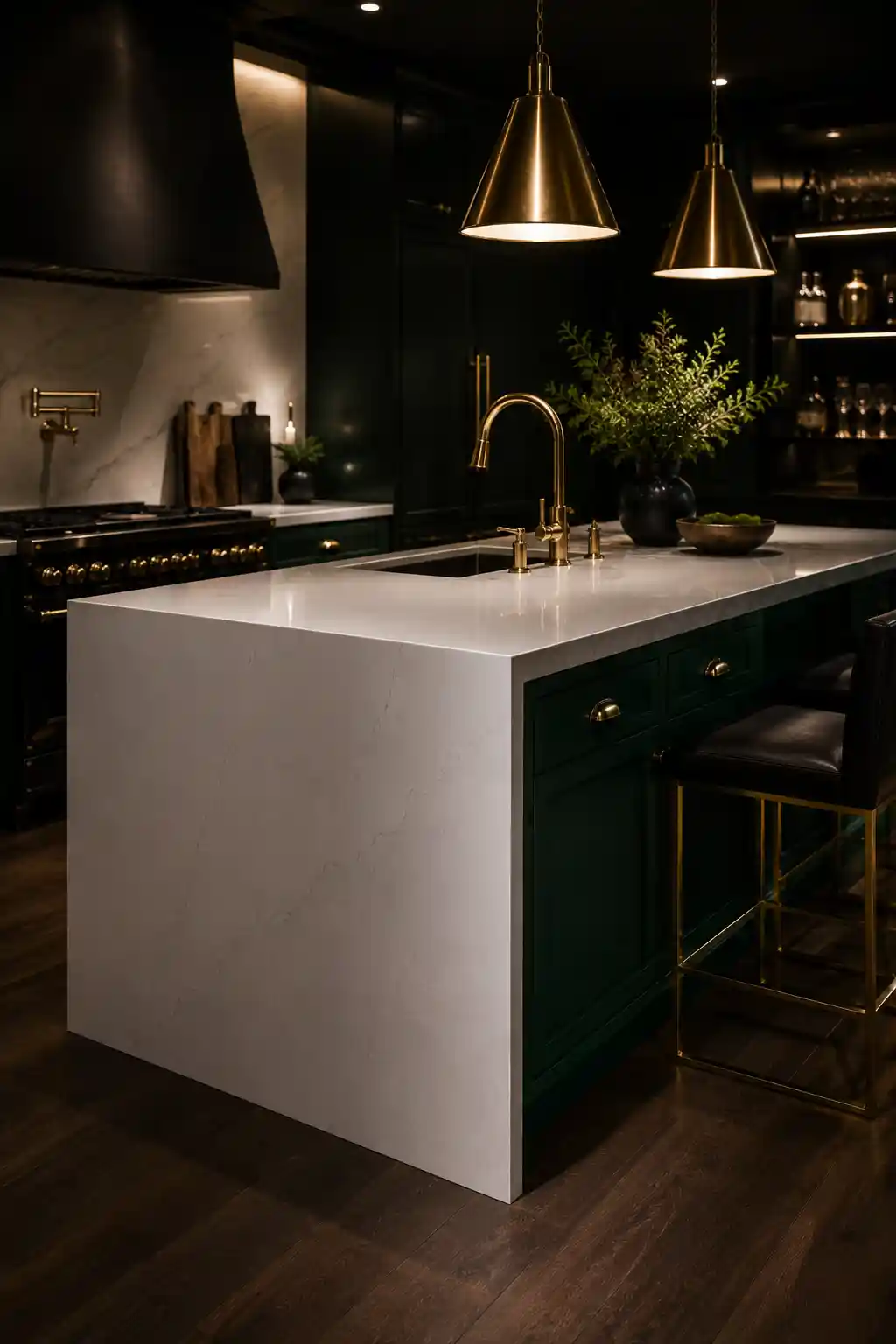 Moody Emerald and White Quartz