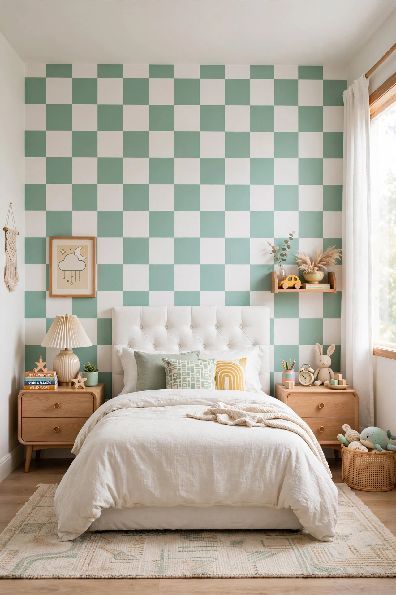Fresh Mint Green Checkerboard
