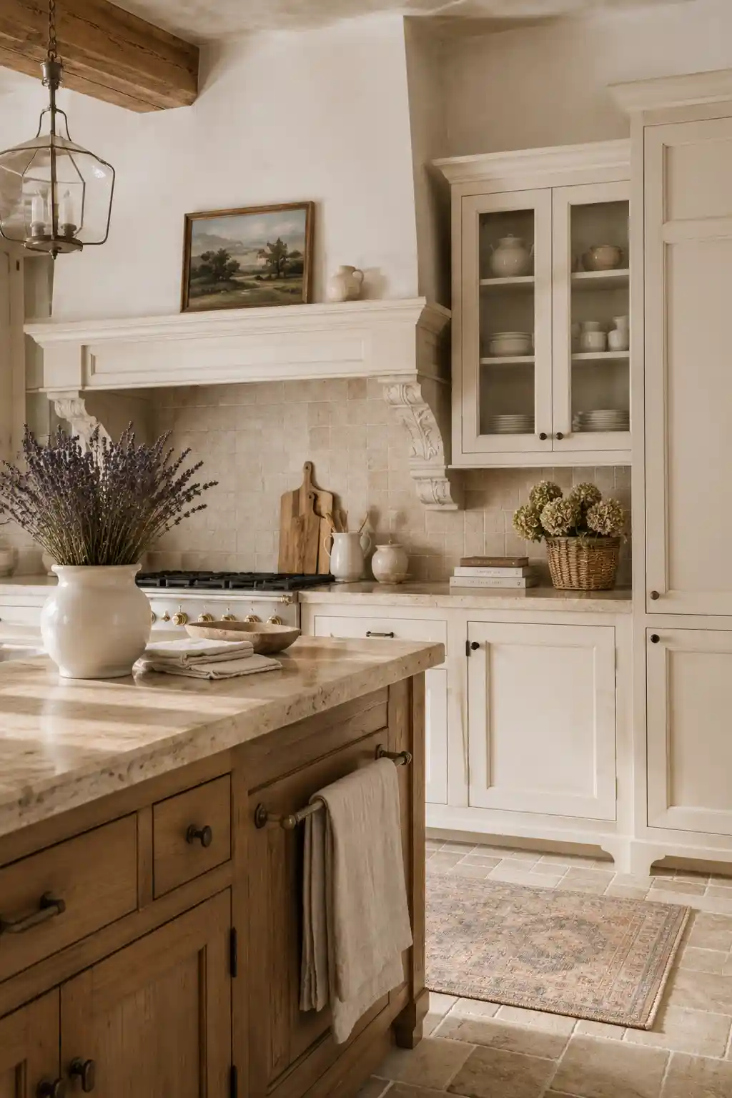Soft European Cream and Natural Wood Tones