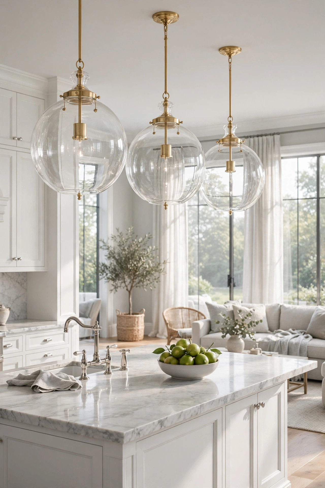 Airy Clear Glass Pendants for Open Concepts
