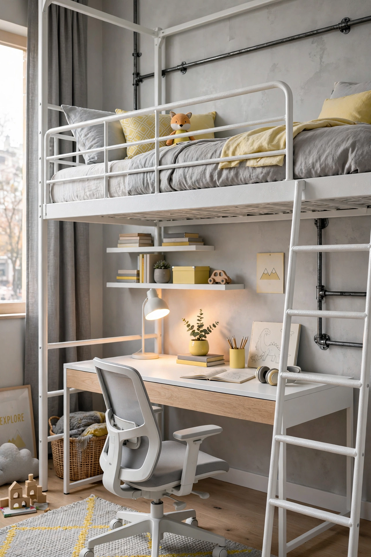 Elevated Loft Bed Study Nooks