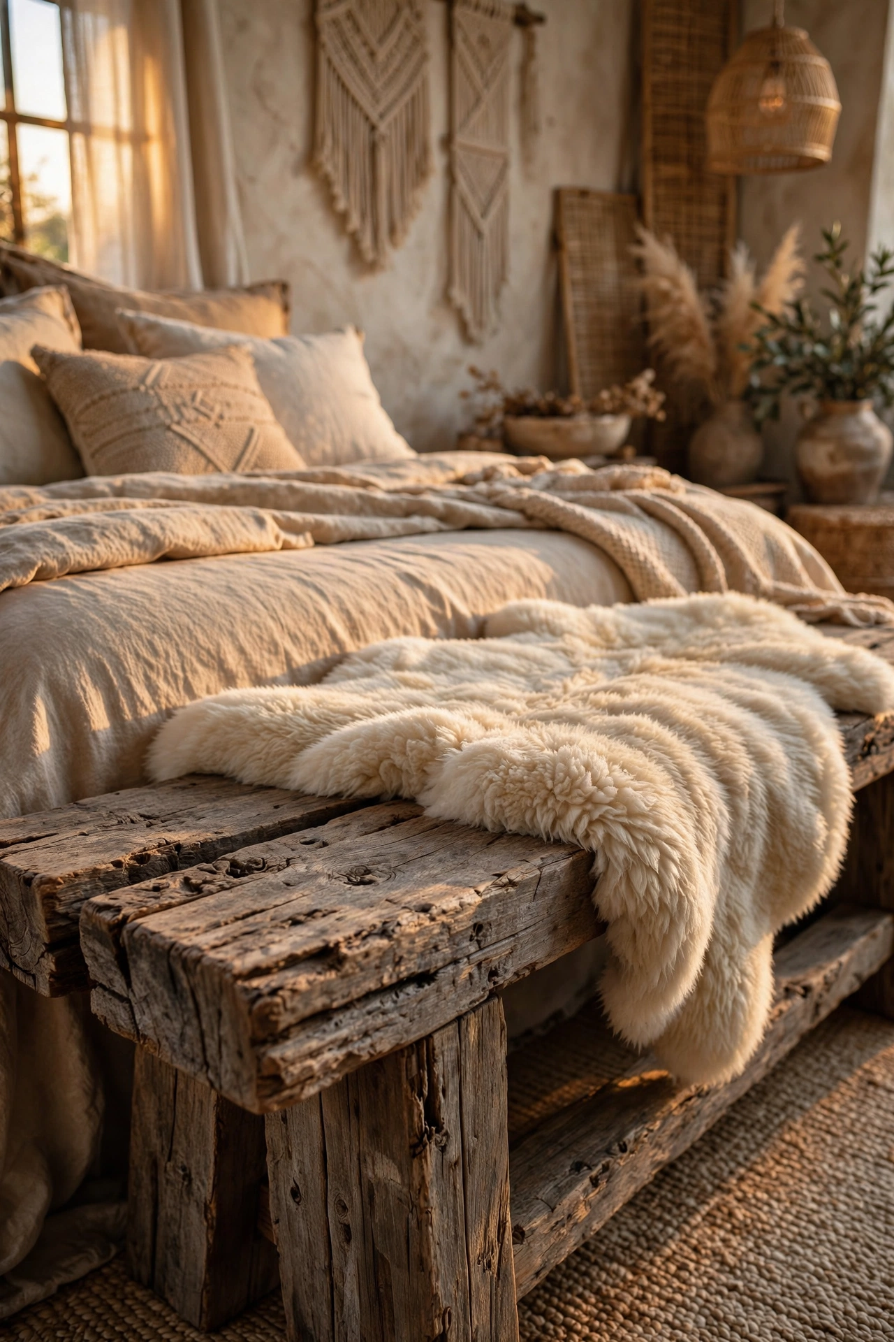 Adding Texture with a Reclaimed Wood Bench