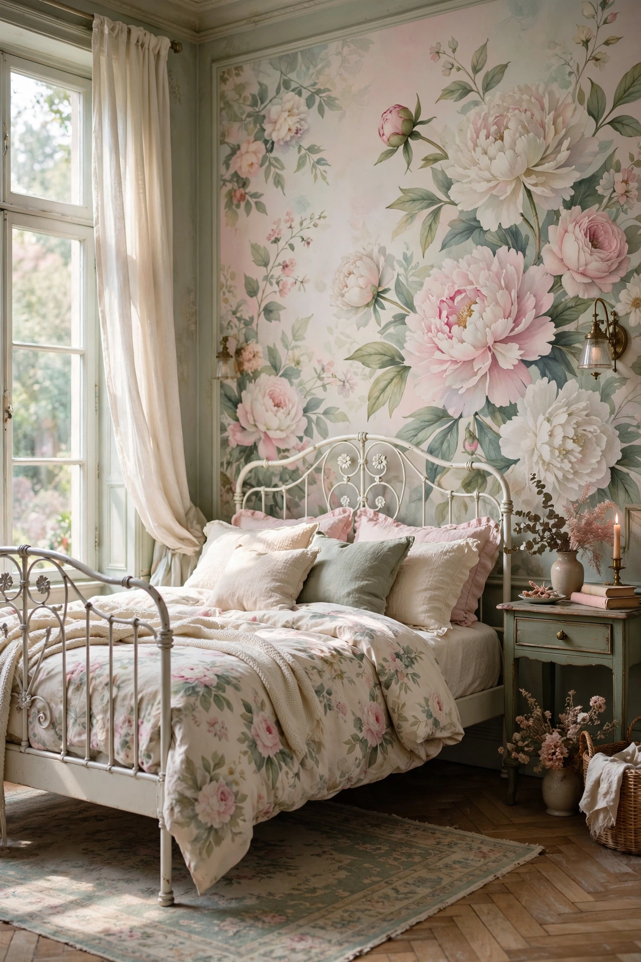 Whimsical Hand-Painted Floral Murals