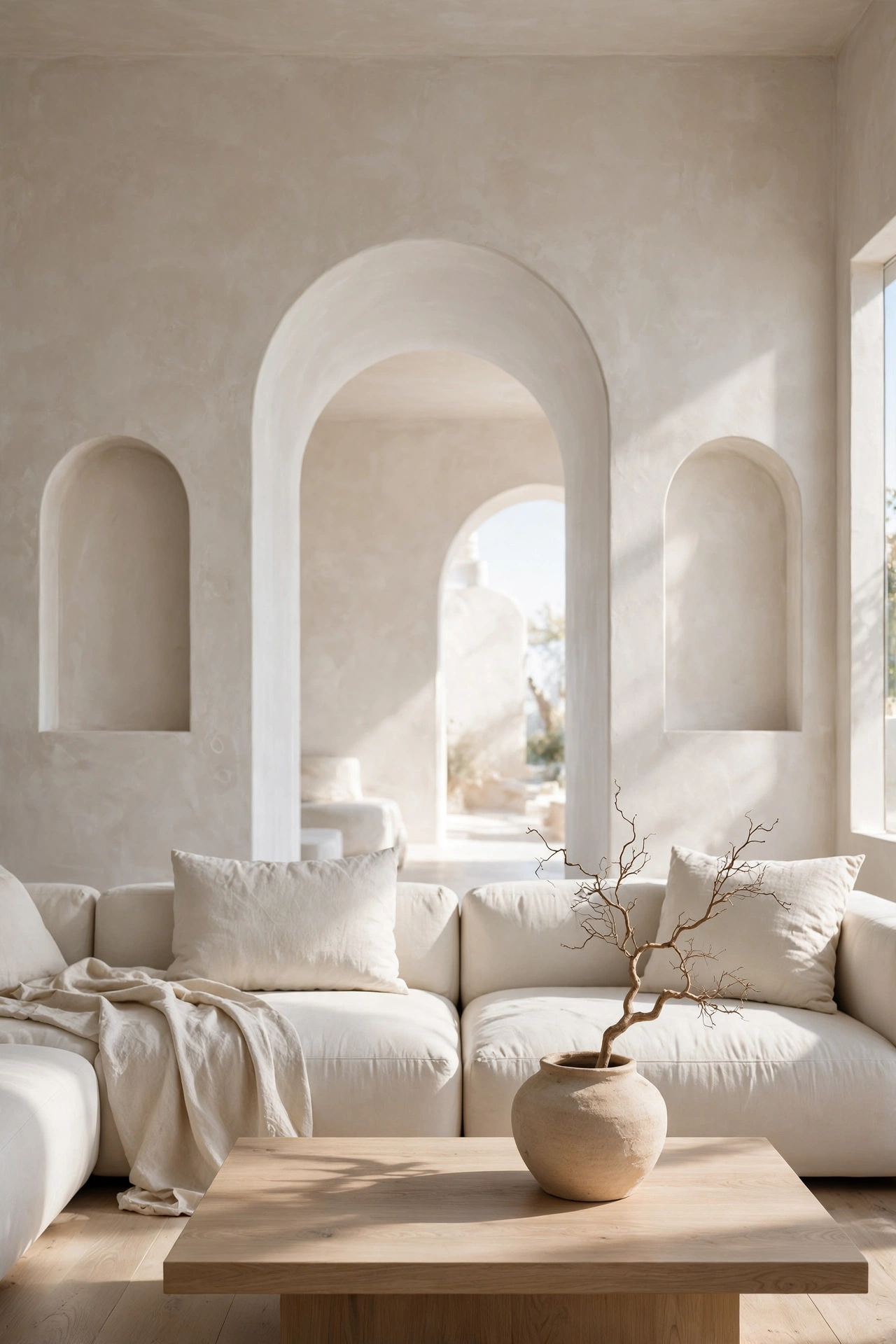 Mediterranean Minimalist with Plaster Arches
