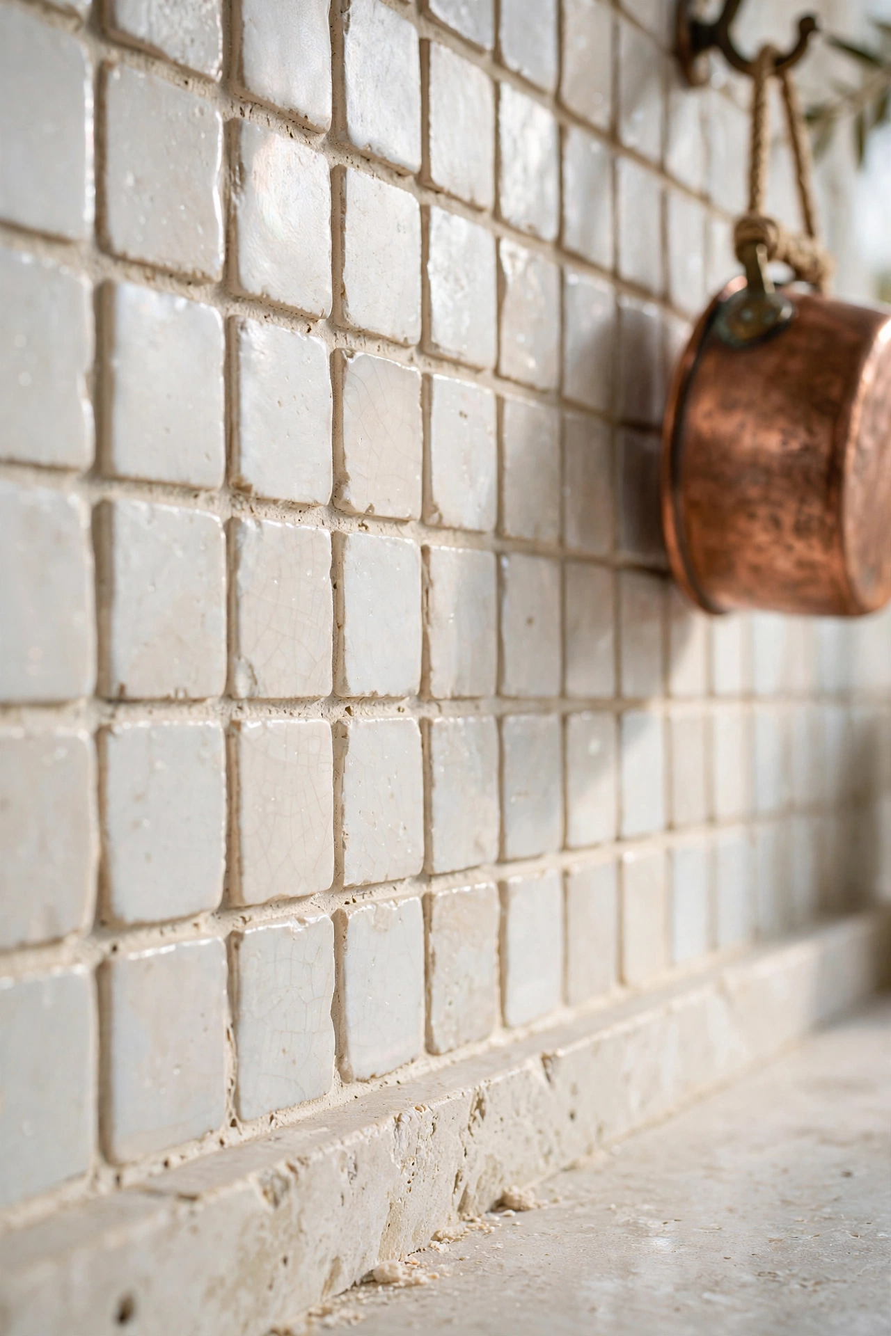 Handcrafted Zellige Tiles in Soft Pearl