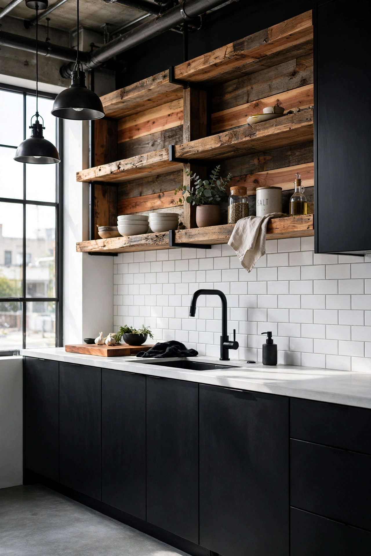High-Contrast Black and Timber