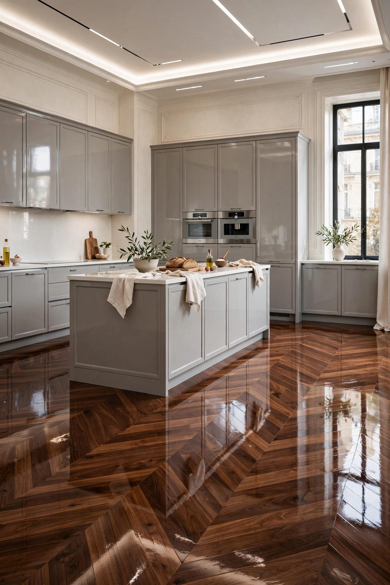 Sophisticated Herringbone Wood Floors