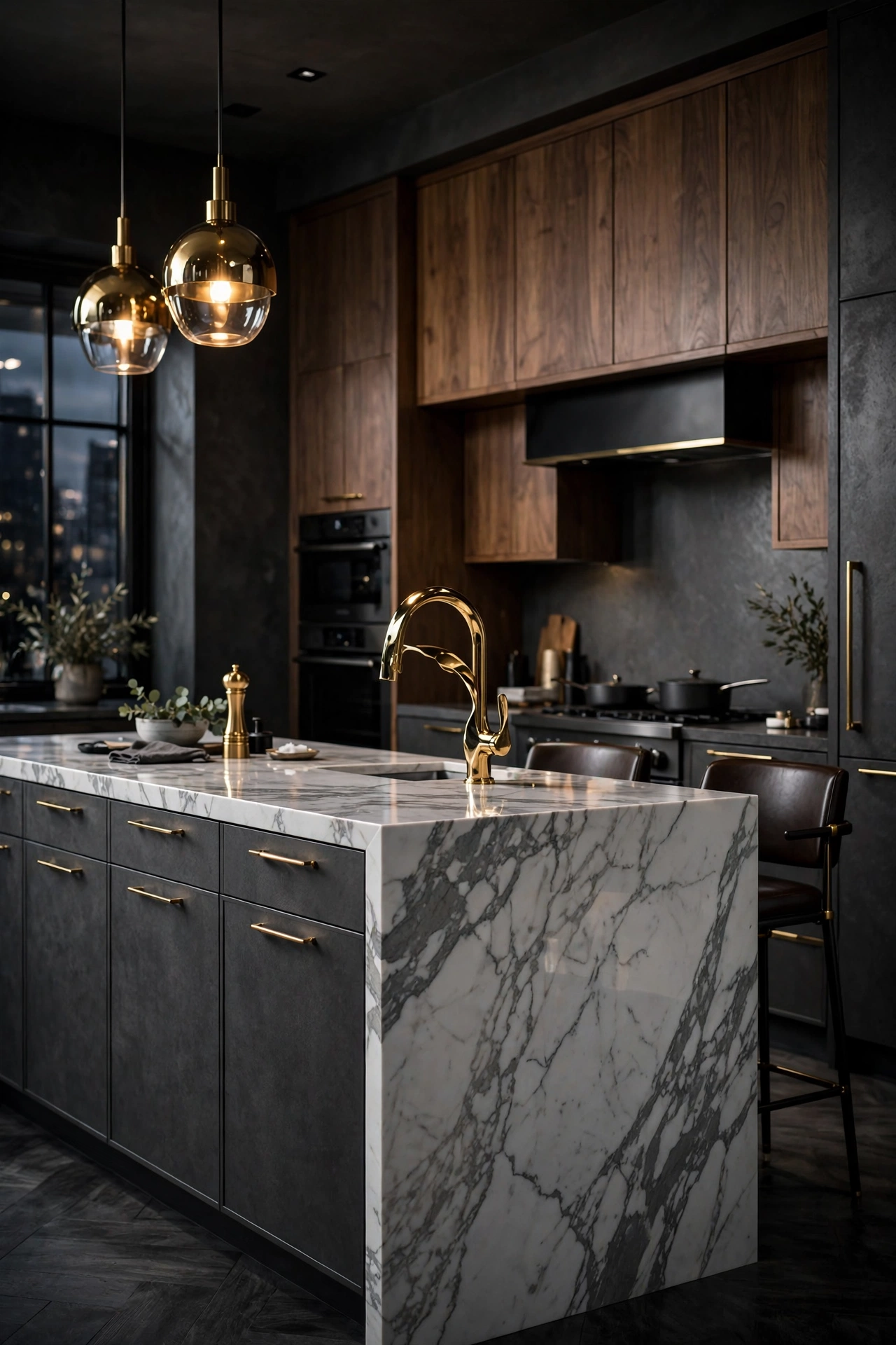 Bold Charcoal and Warm Brass
