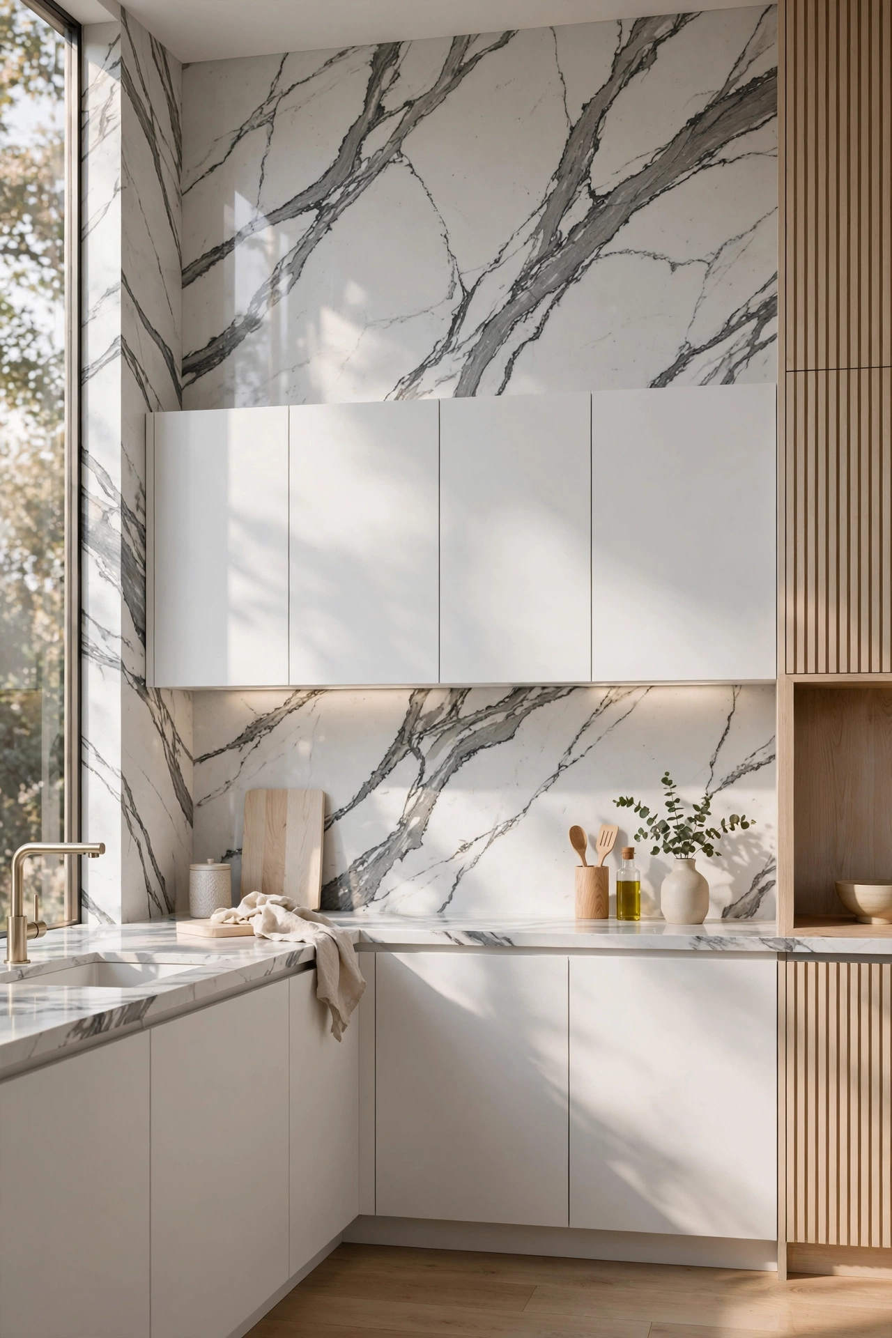 The Luxury Look of Slab Backsplashes