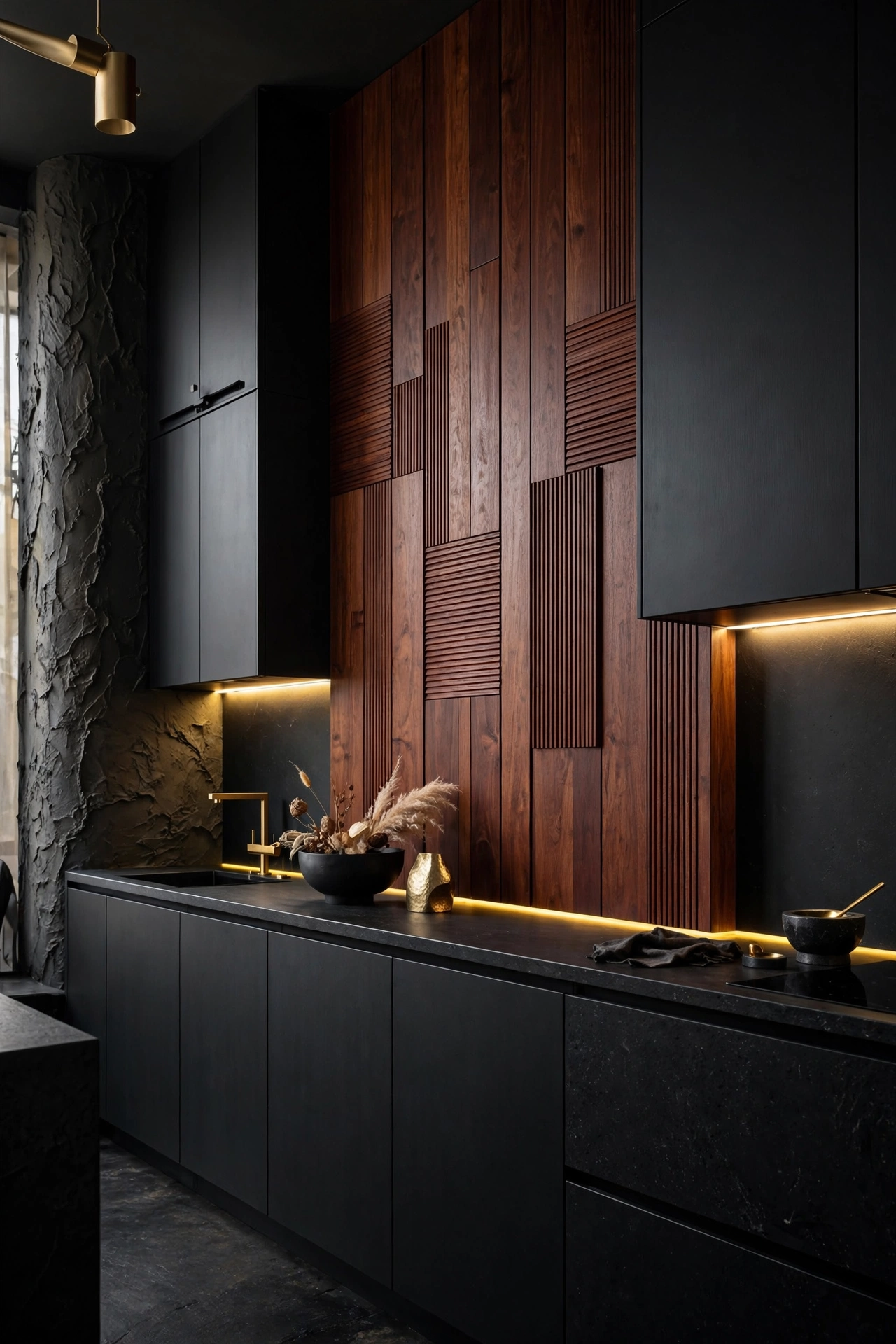Modern Wood-Panelled Backsplash