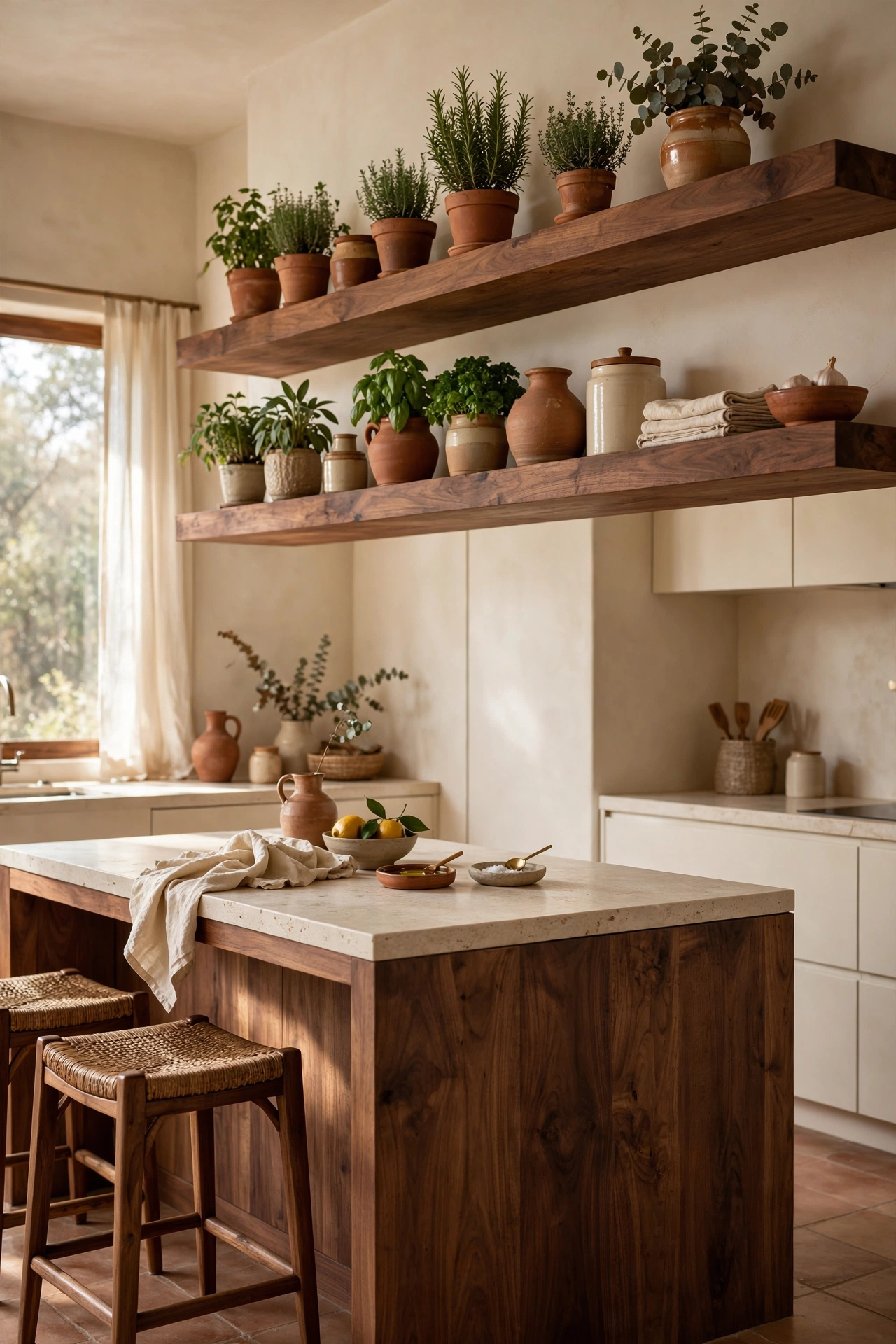 Organic Walnut and Open Shelving