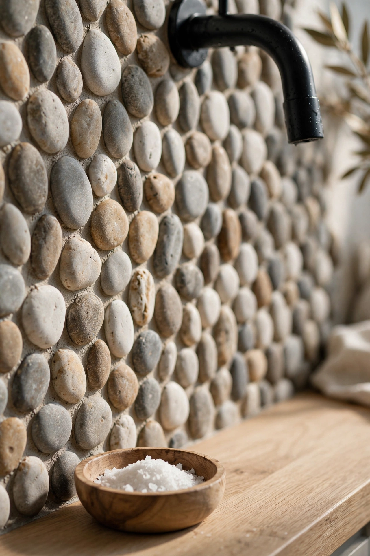 Organic Pebble Tiles for a Beach Walk Feel