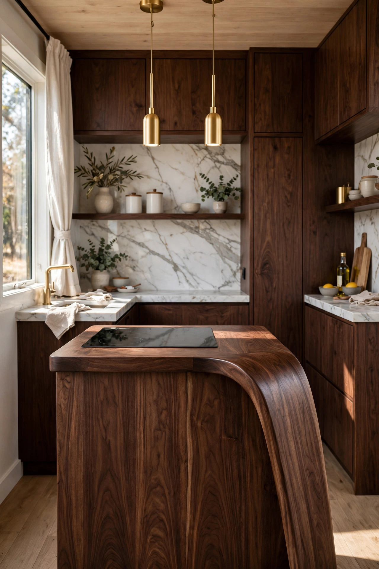 Contemporary Walnut and Marble